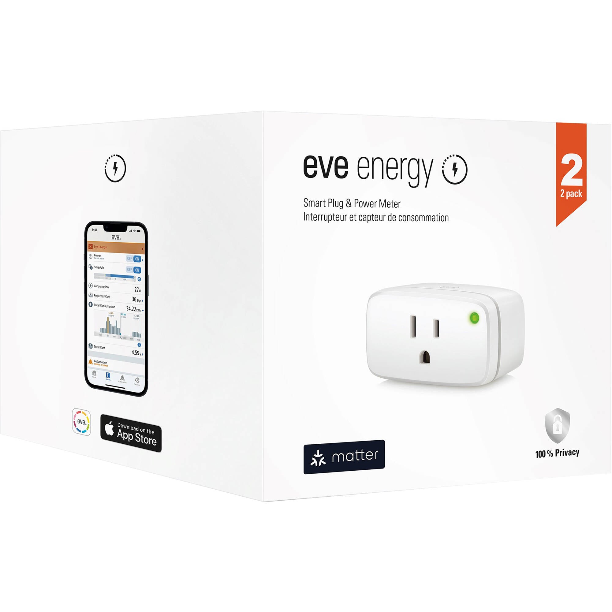 Eve Smart Plug & Power Meter (Matter) - 2-Pack