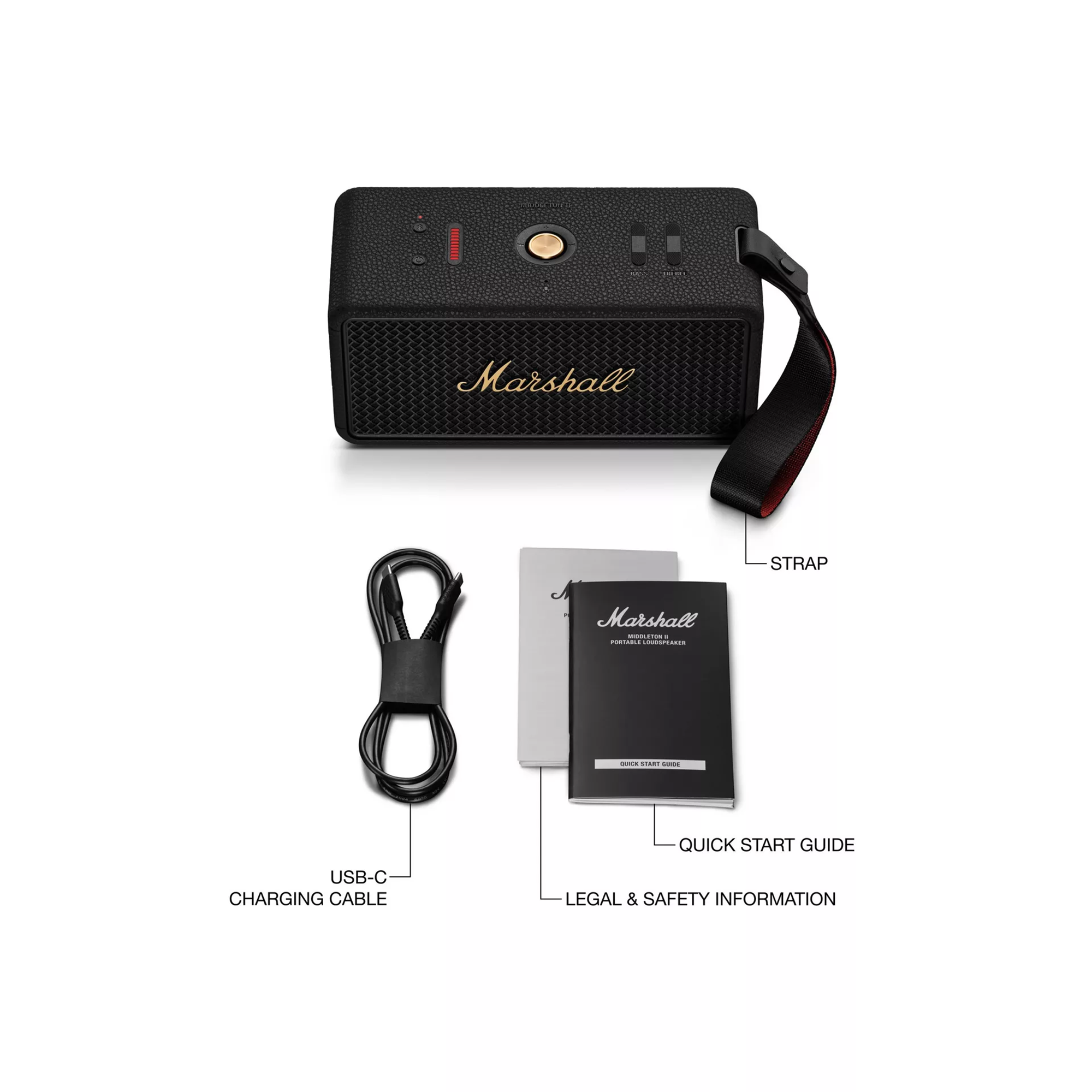 Marshall Middleton II Portable Bluetooth Speaker (Black & Brass)