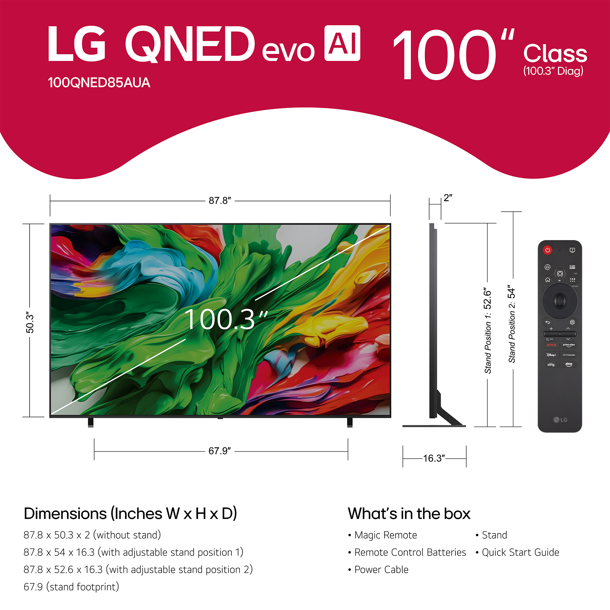 LG QNED evo AI QNED85A 100" 4K HDR Smart Mini-LED TV - 100QNED85AU
