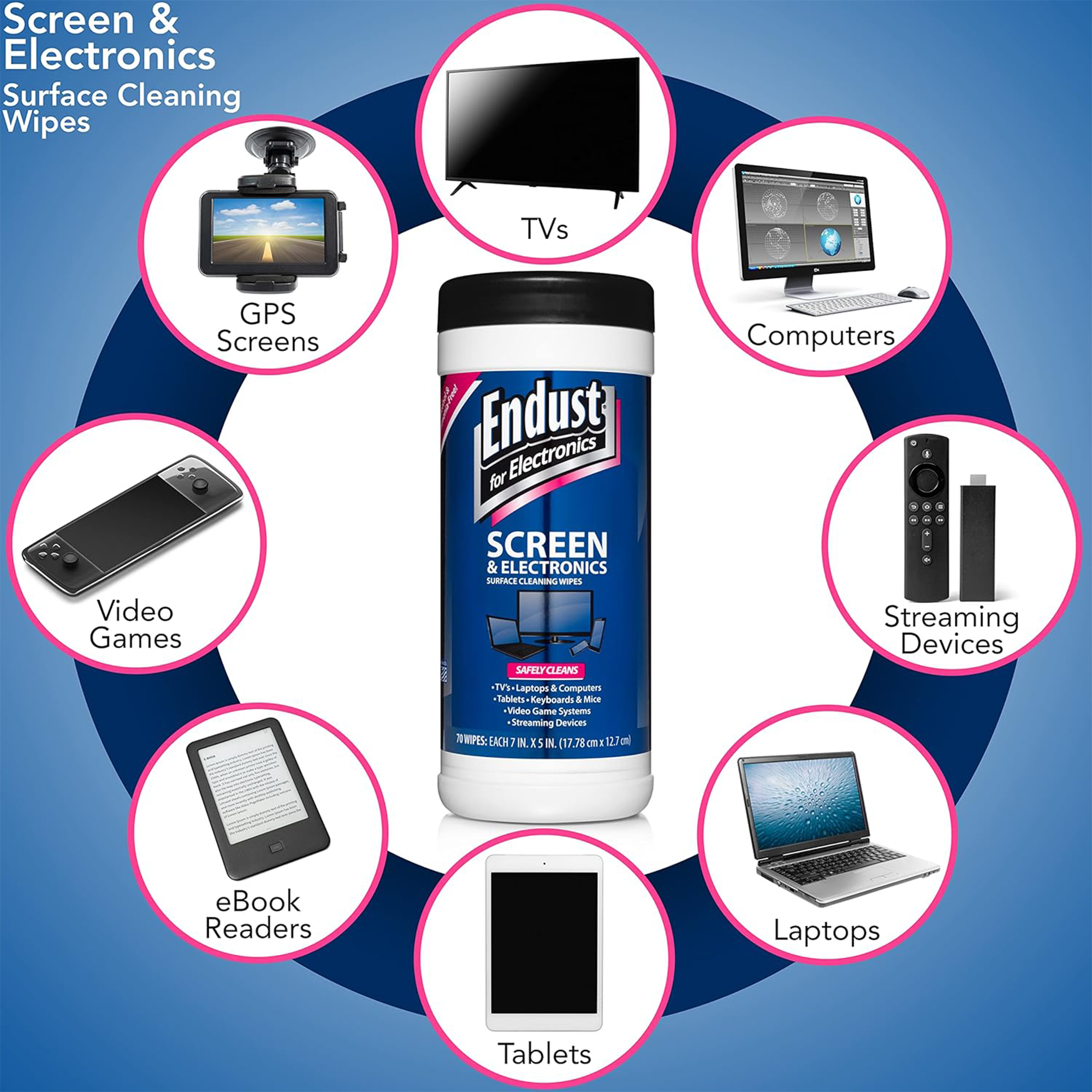 Endust for Electronics Screen & Surface Cleaning Wipes (70 Count)