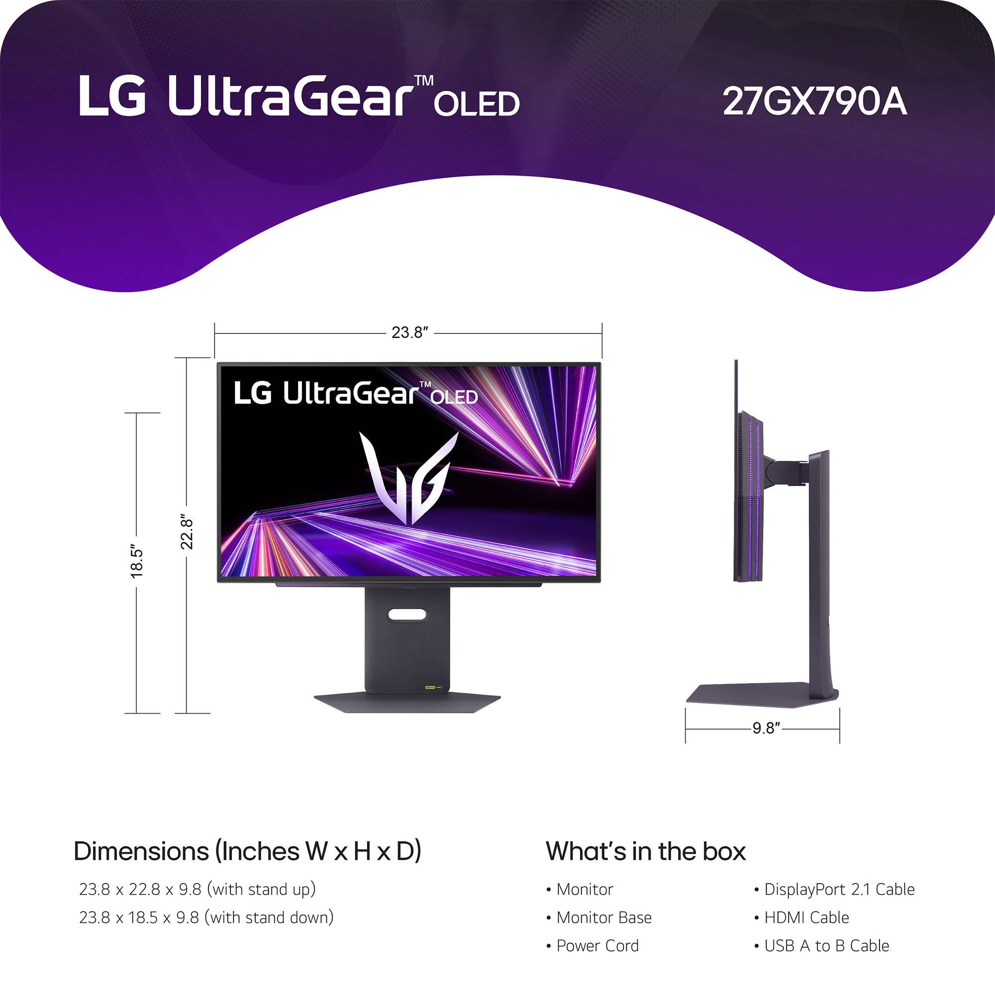 LG UltraGear OLED 27GX790A-B 26.5" 1440p HDR 480 Hz Gaming Monitor