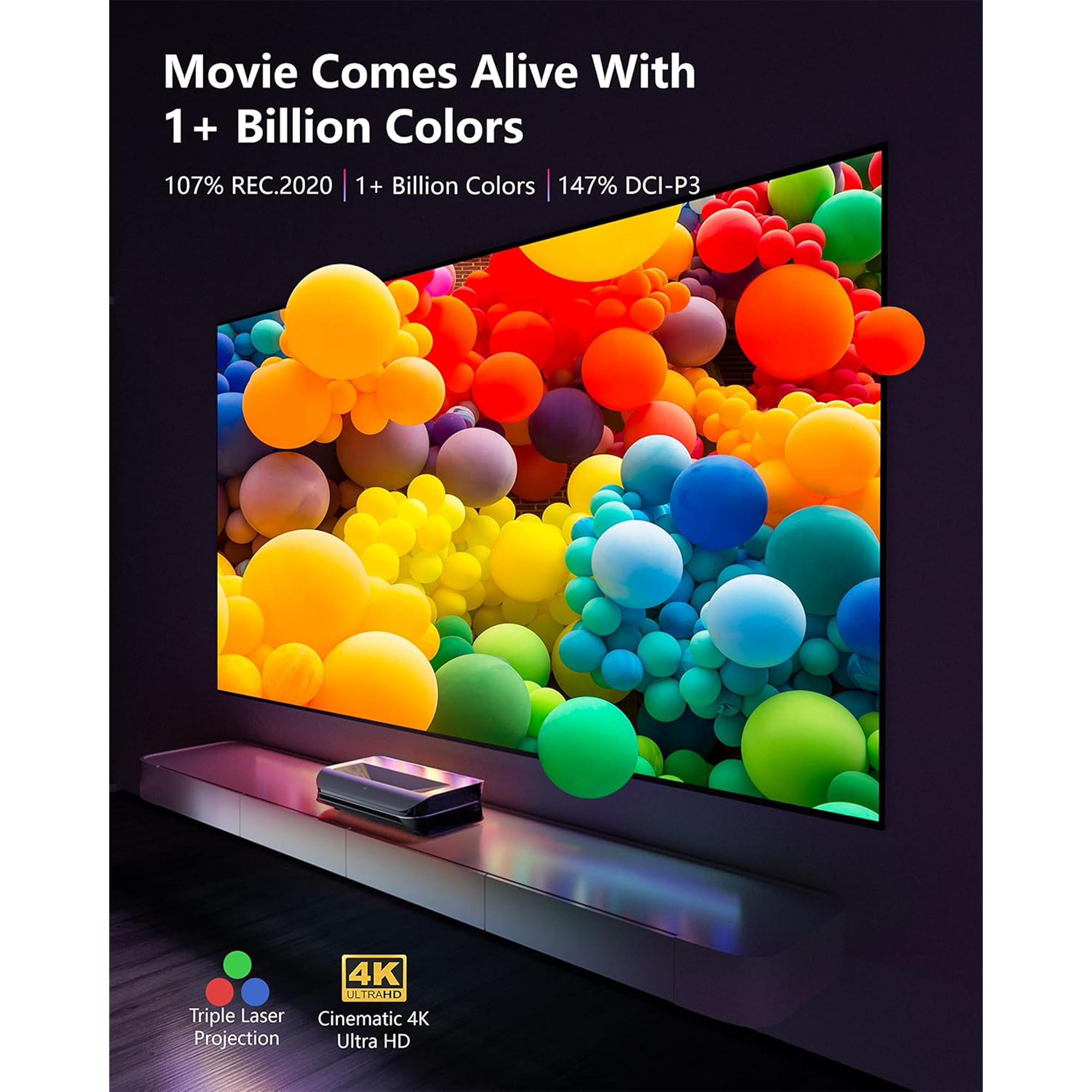 AWOL Vision LTV-3500 Pro 3000-Lumen XPR 4K 3D RGB Laser Projector