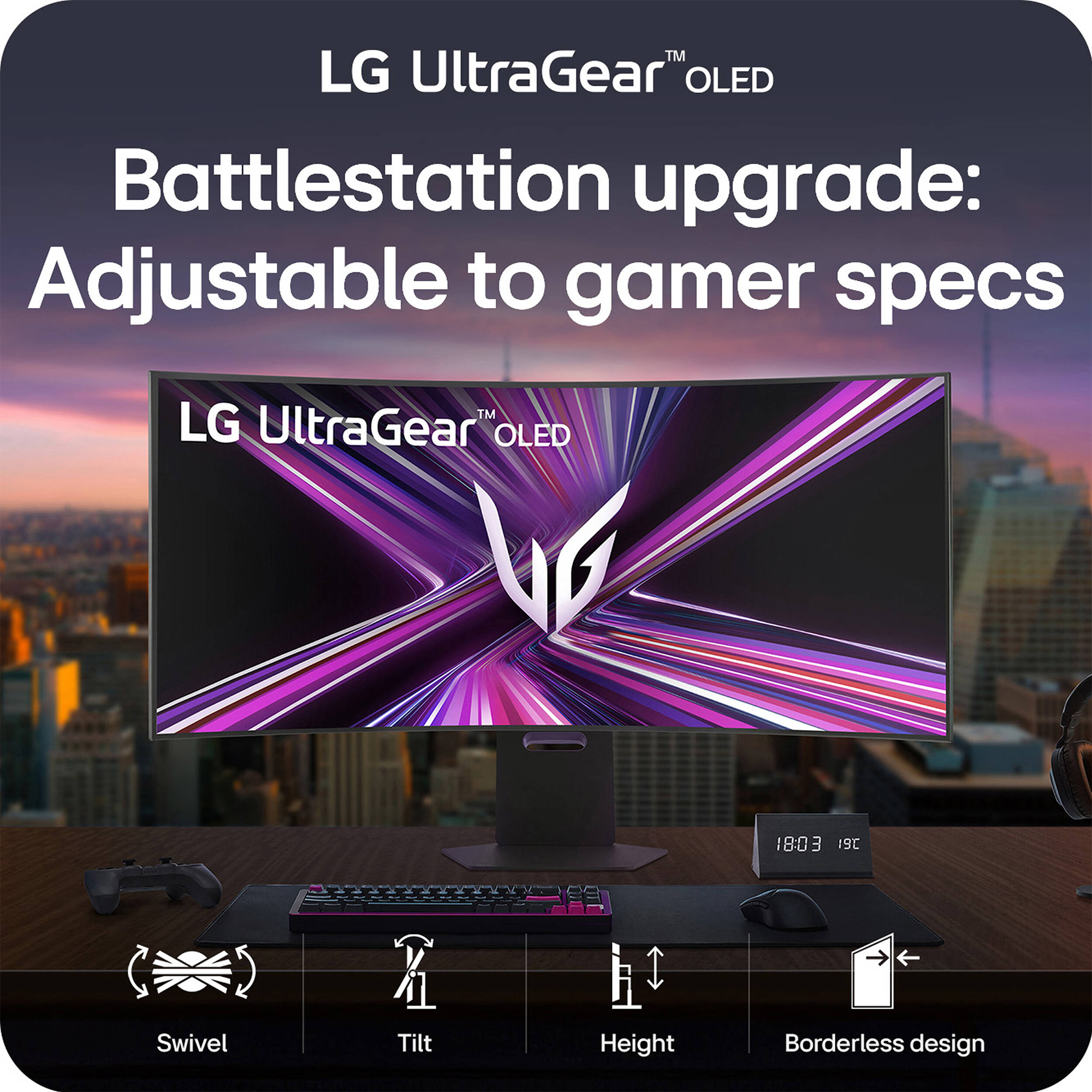 LG UltraGear™ OLED 44.5" 5K2K HDR Dual Mode 165 Hz Curved Gaming Monitor
