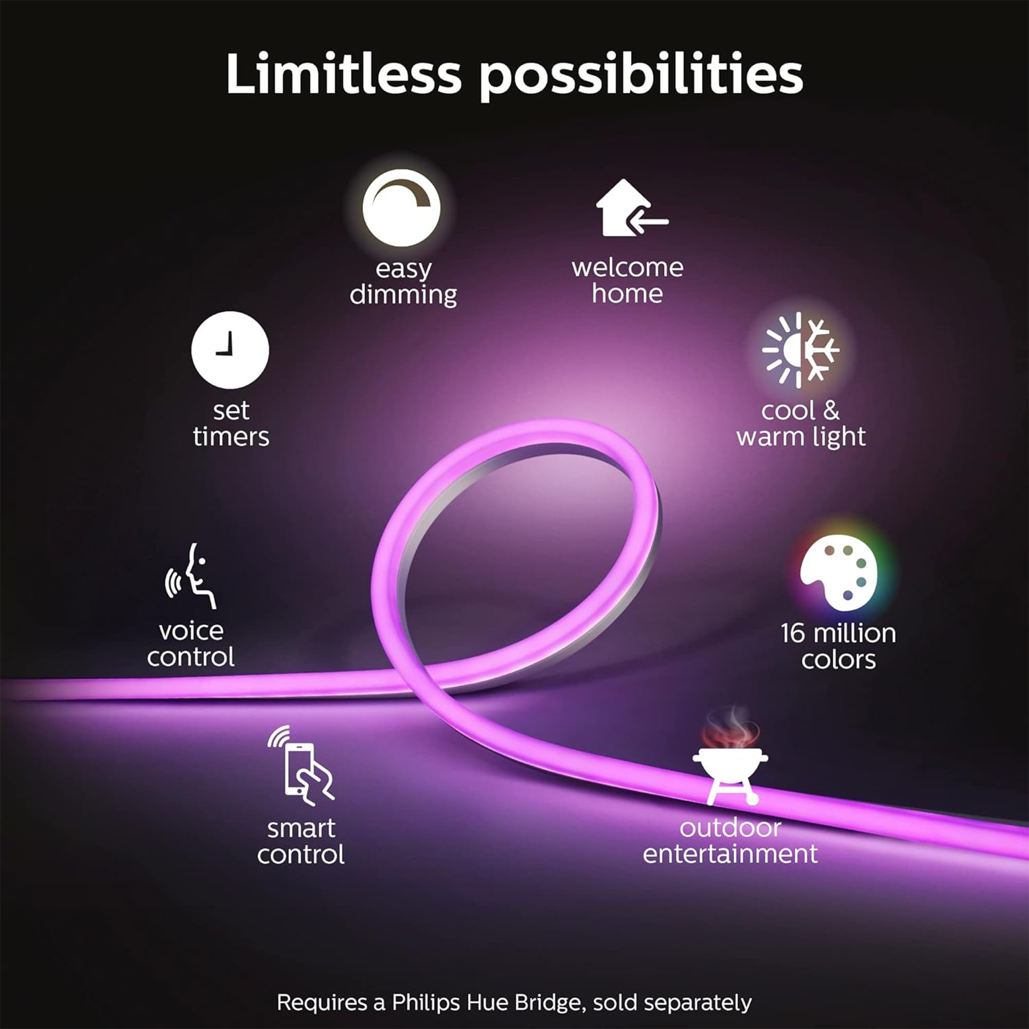 Philips Hue Outdoor 7-Foot Smart LED Light Strip - White and Color Ambiance - 1 Pack