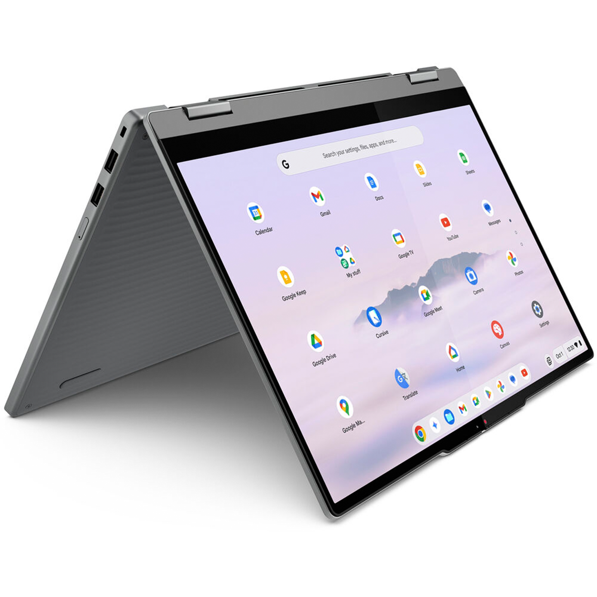 Lenovo 14IRU10 83LL000LUS 14" Touchscreen Convertible 2 in 1 Chromebook Plus - WUXGA - 60 Hz - Intel Core 5 120U - 8 GB - 256 GB SSD - English Keyboard - Luna Gray