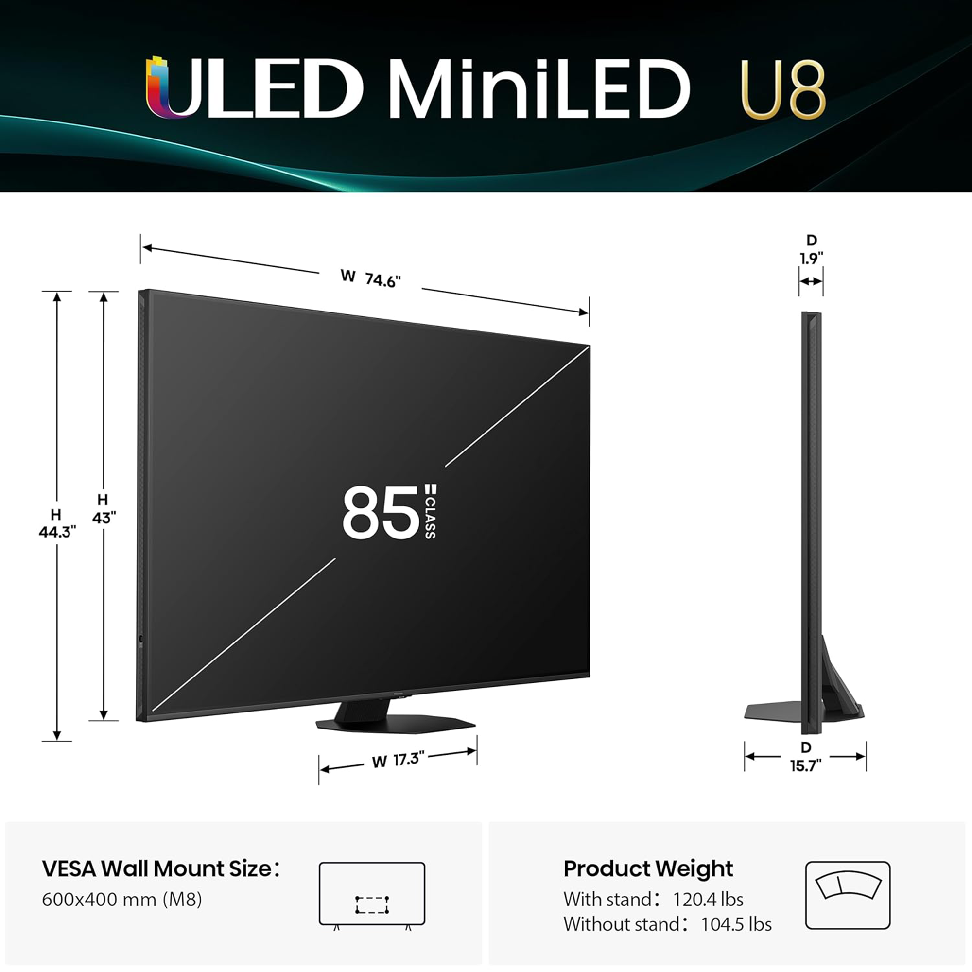 Hisense 85" Class U8 Series MiniLED ULED 4K Google TV - 85U8QG