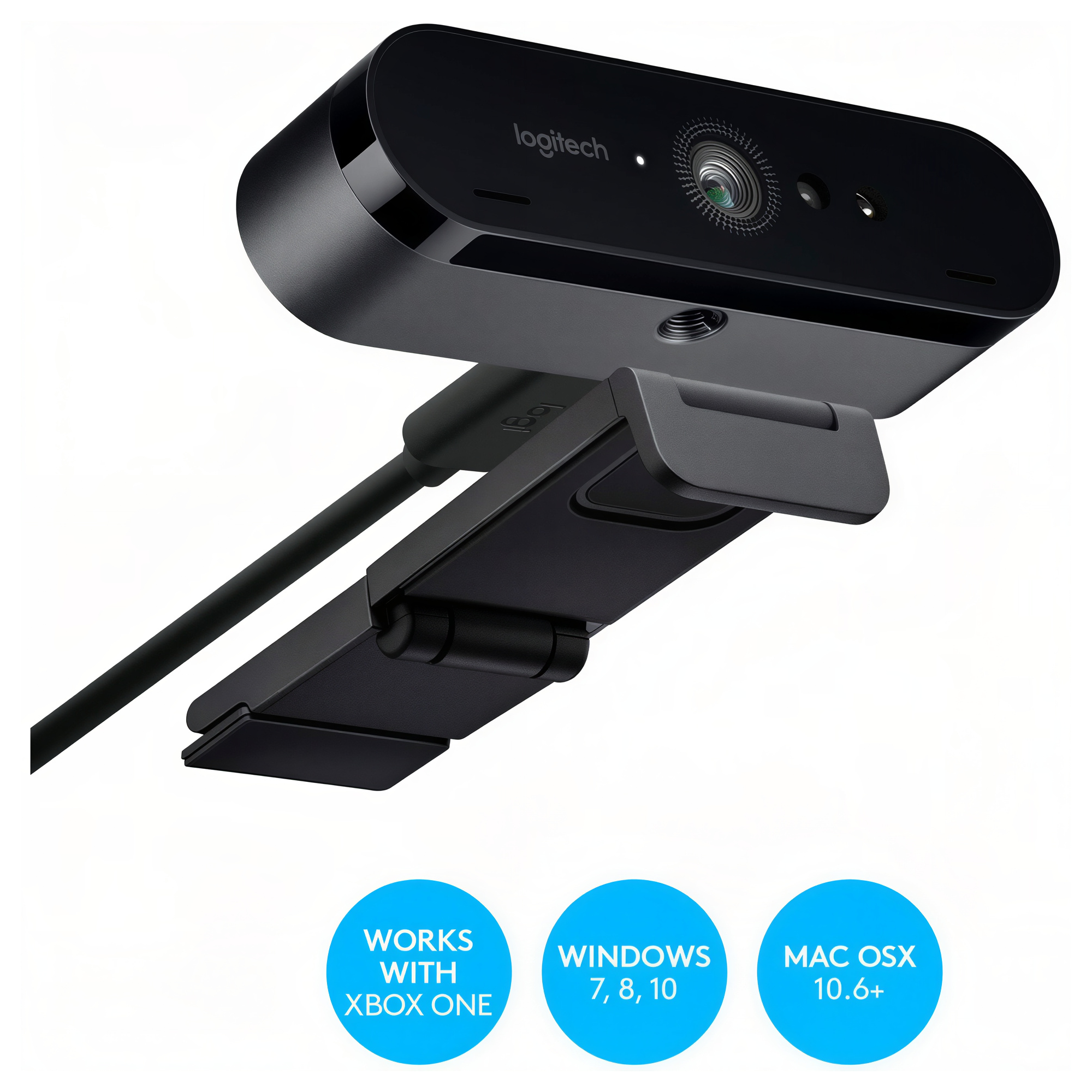 Logitech Brio Ultra HD Pro 4096 x 2160 Business Webcam with RightLight 3 and Noise-Cancelling Dual Mics - Black