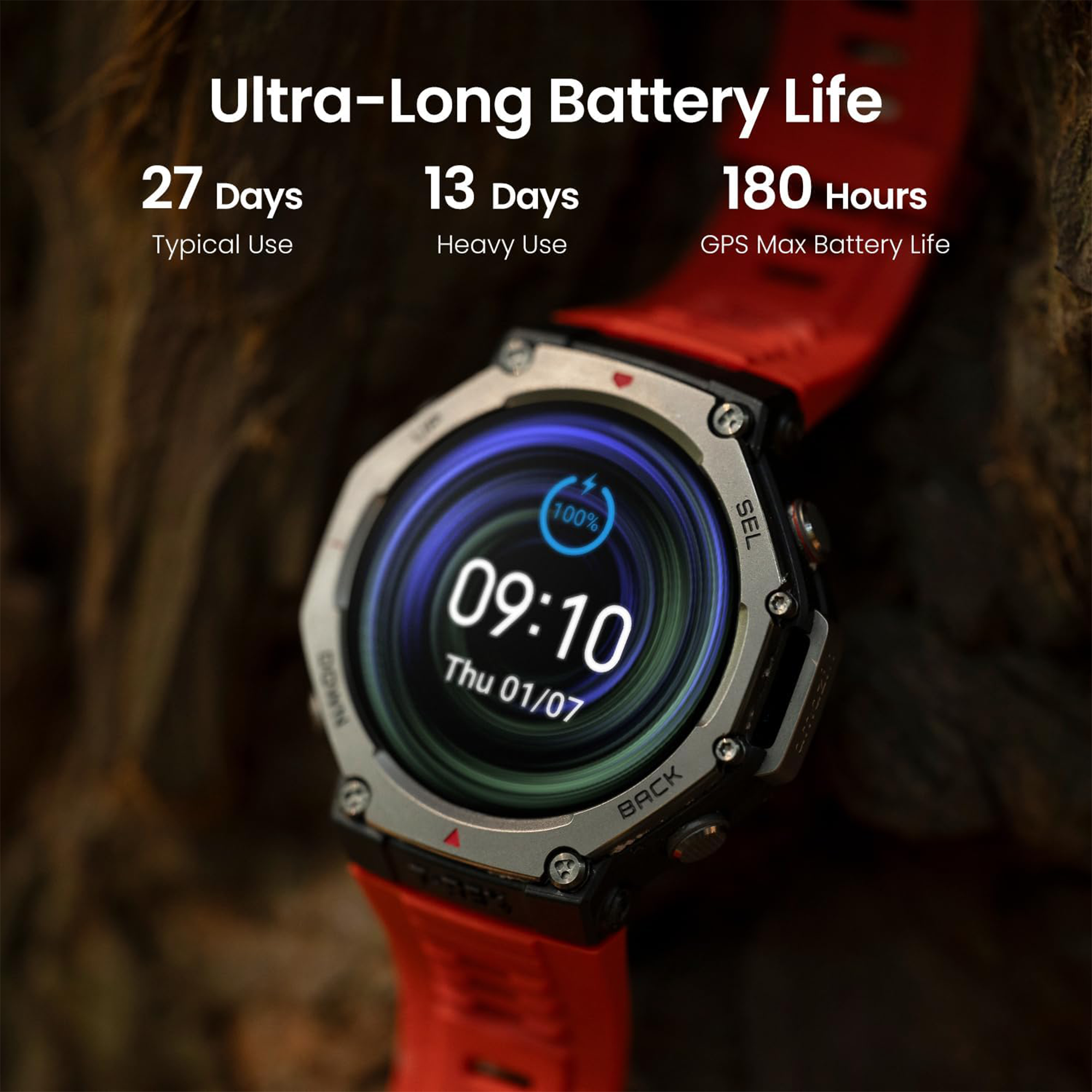 AMAZFIT T-Rex 3 Smart Watch - Onyx, Silicone Strap