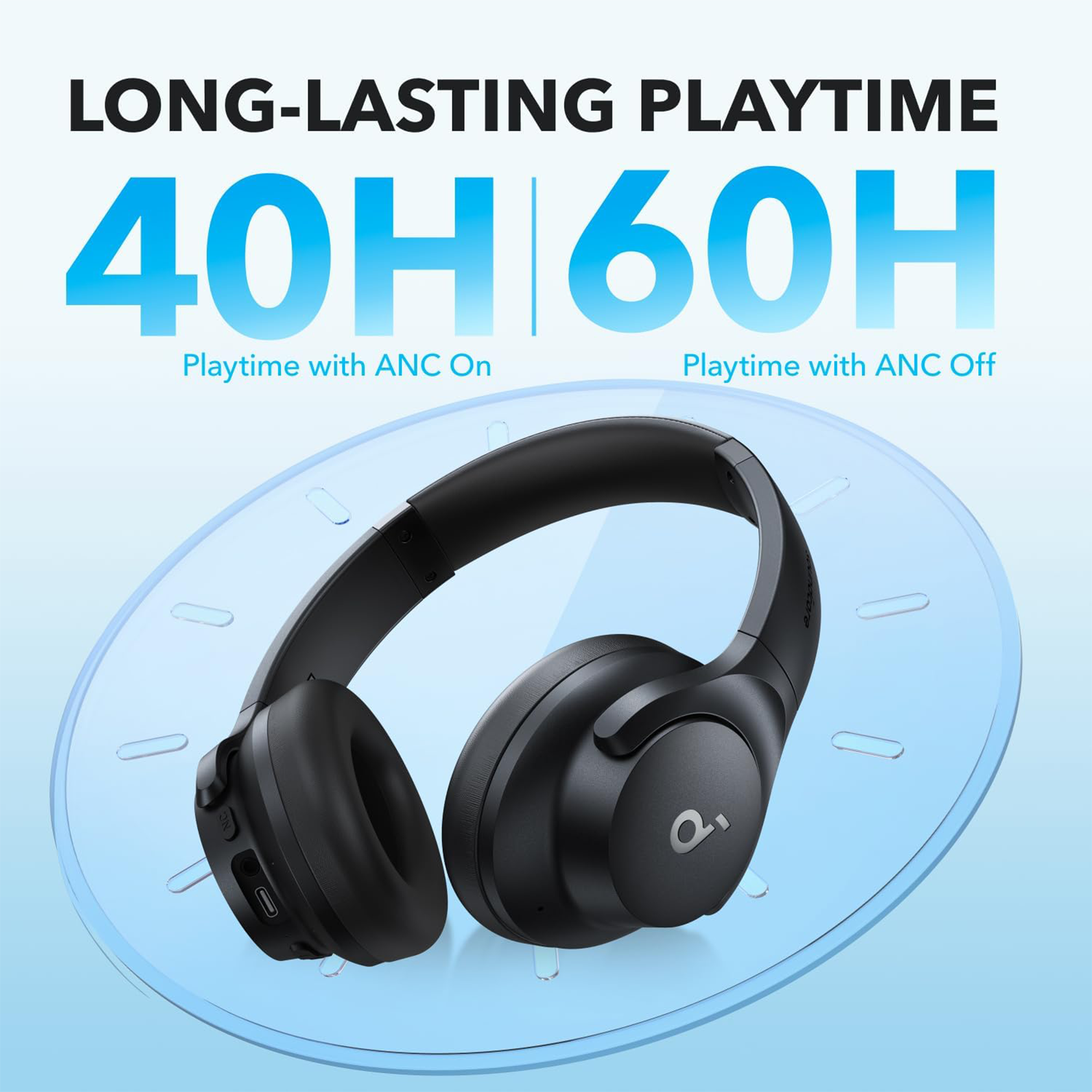 Soundcore by Anker Q20i Wireless Hybrid Noise Canceling Over-Ear Headphones (Black)