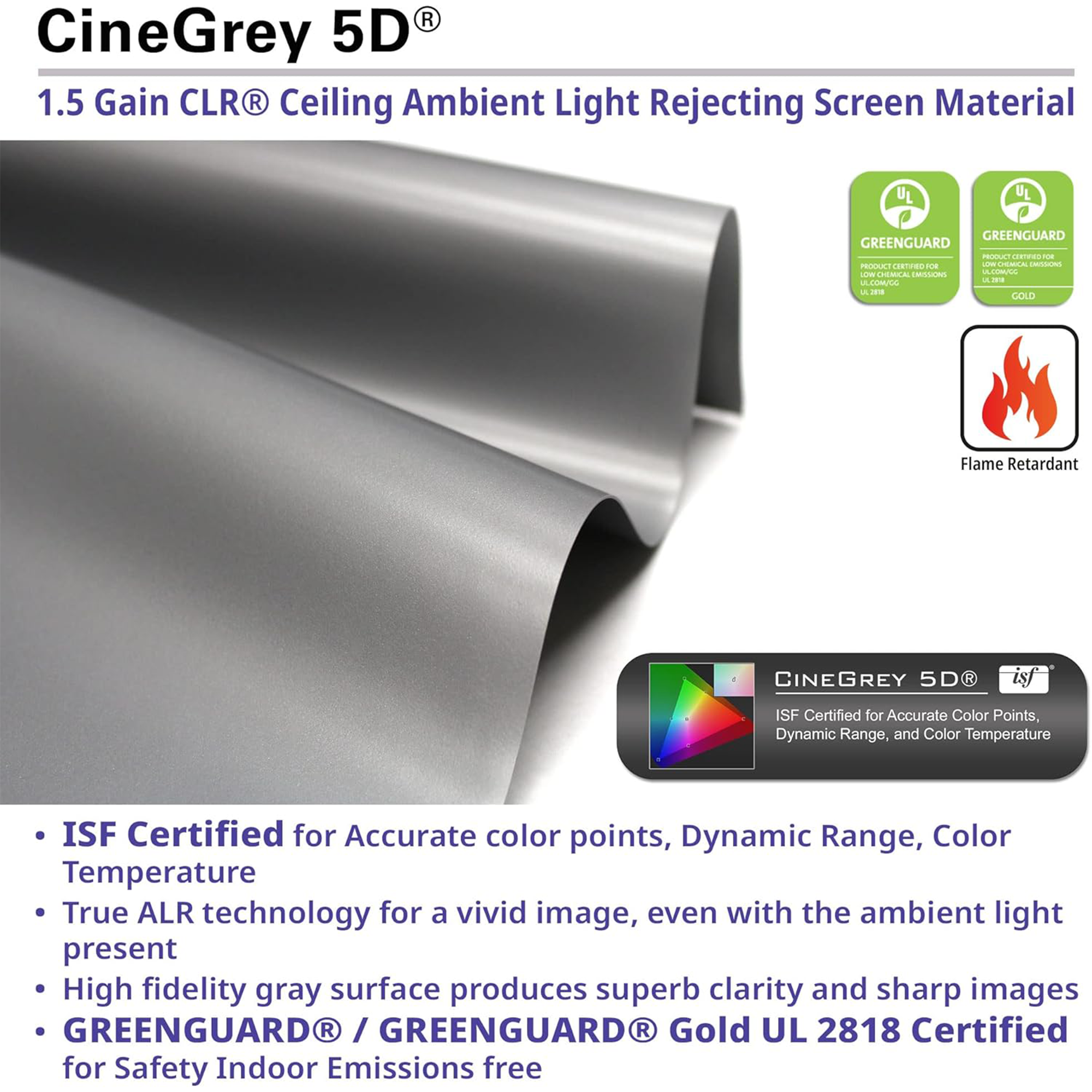Elite Screens Aeon CineGrey 5D® Series 123" Fixed Frame Projection Screen