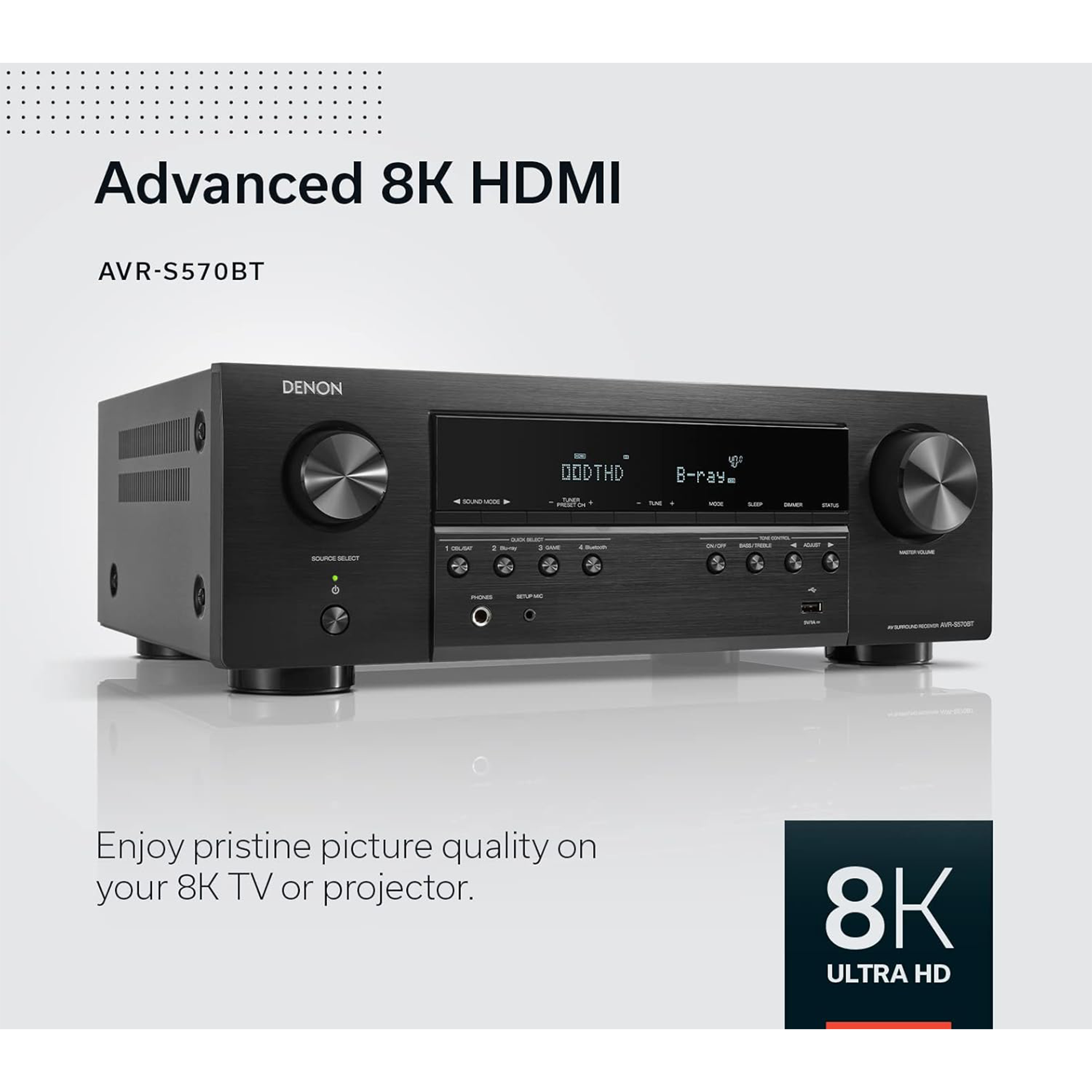 Denon AVR-S570BT 5.2-Channel A/V Receiver