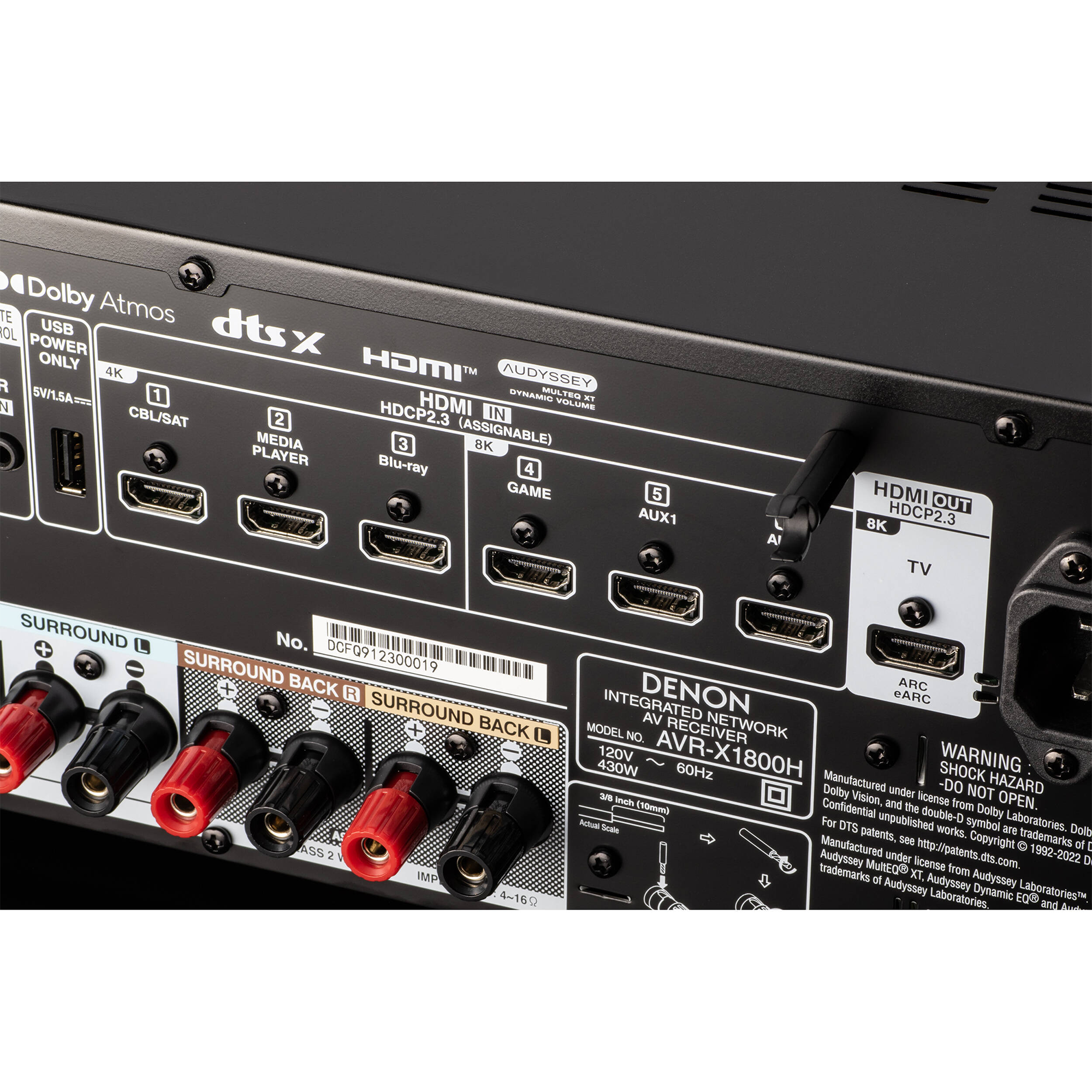 Denon X-Series AVR-X1800H 7.2-Channel Network A/V Receiver