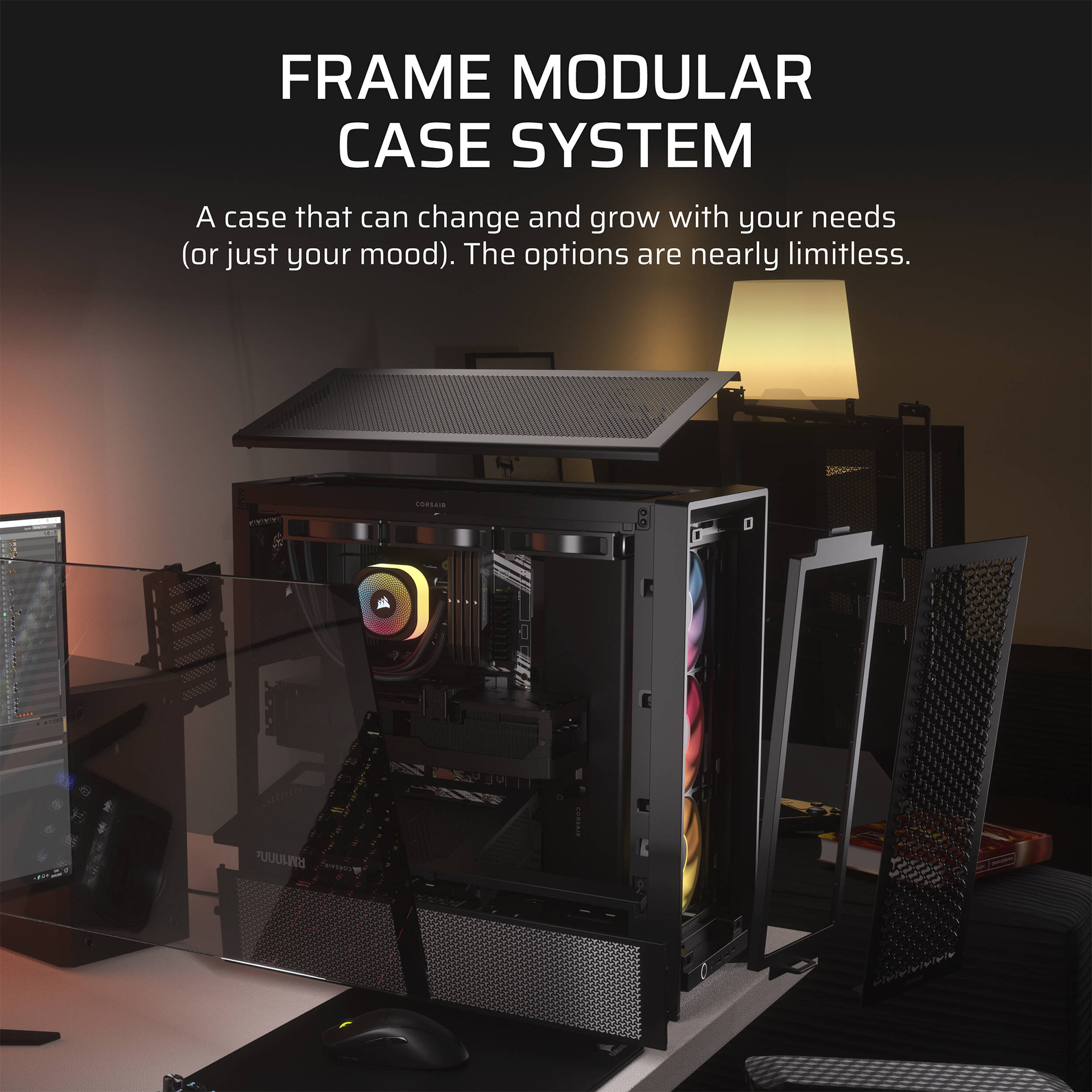 CORSAIR FRAME 4000D RS ARGB Tempered Glass Mid-Tower E-ATX Desktop Case (Black)