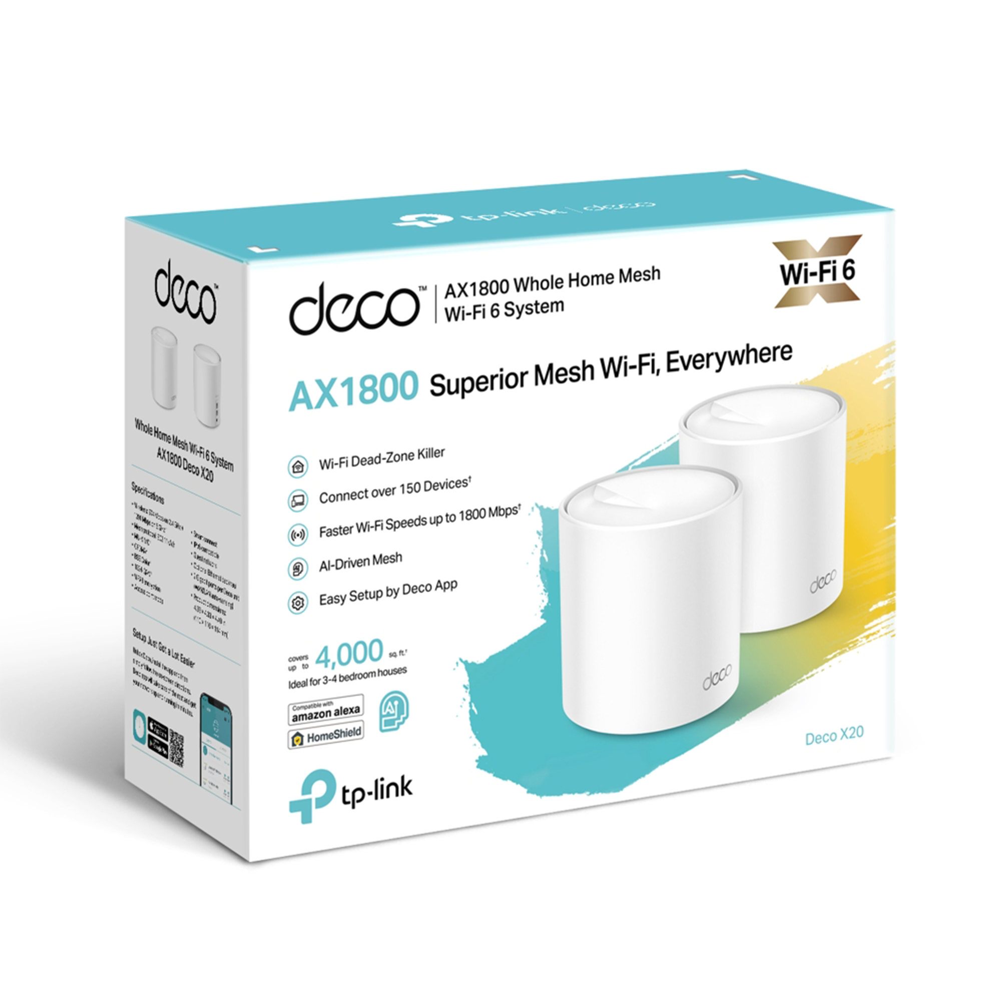 TP-Link Deco X20 AX1800 Wireless Dual-Band Gigabit 2-Piece Mesh Wi-Fi System
