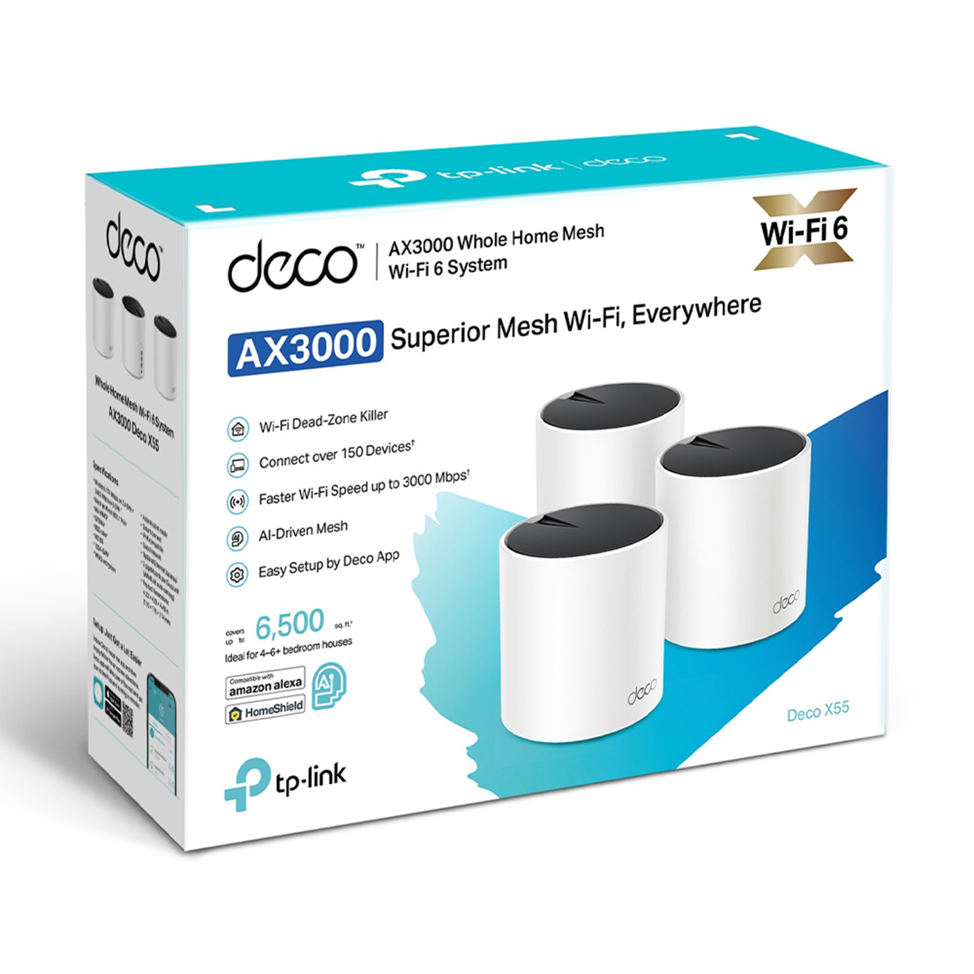 TP-Link Deco X55 AX3000 Wireless Dual-Band Gigabit Mesh Wi-Fi System (3-Pack)