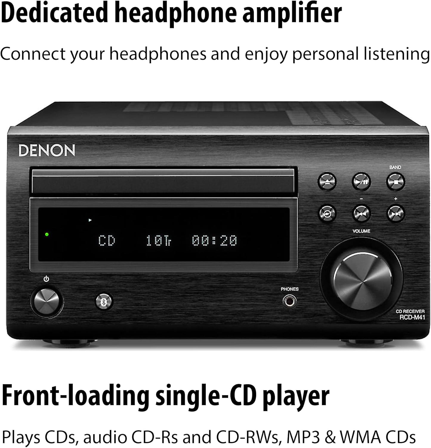 Denon D-M41SBK 60W Bluetooth Wireless Music System with CD Player - DM-41SBK