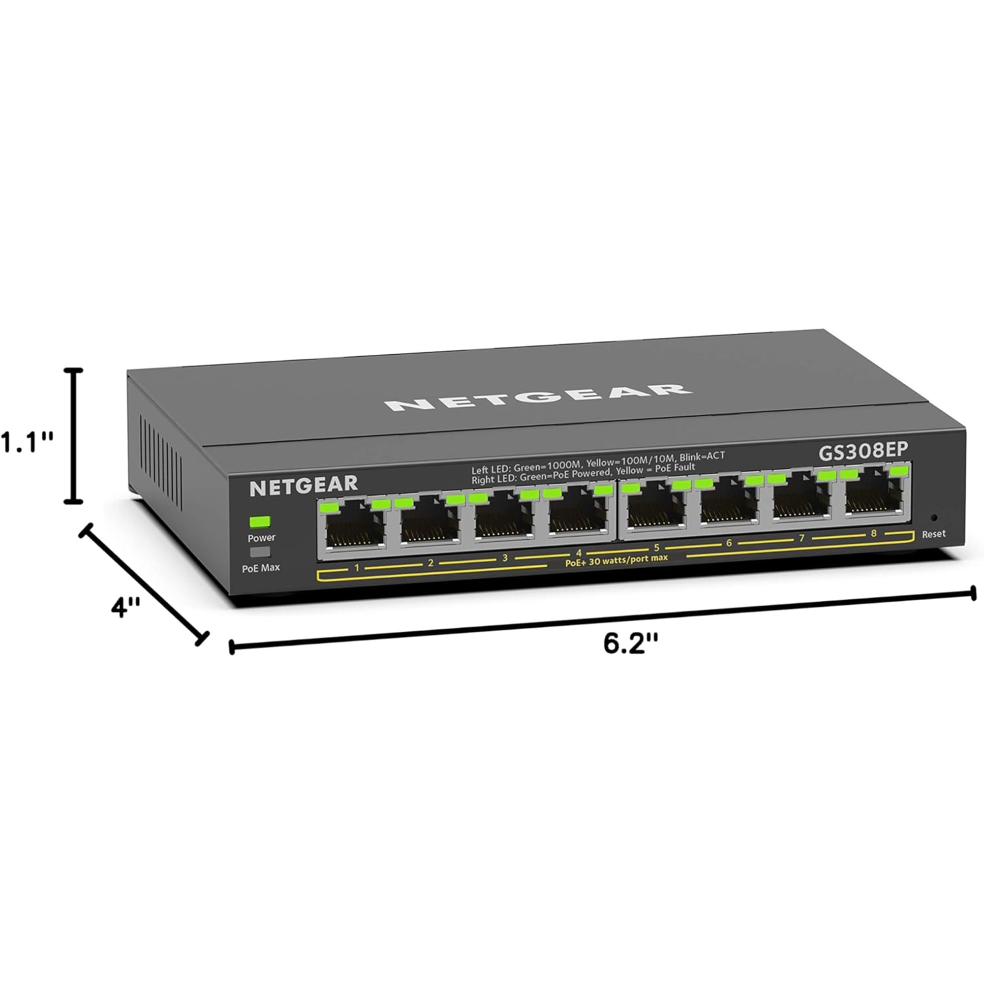 Netgear GS308EP 8-Port Gigabit PoE+ Compliant Managed Switch - GS308EP-100NAS
