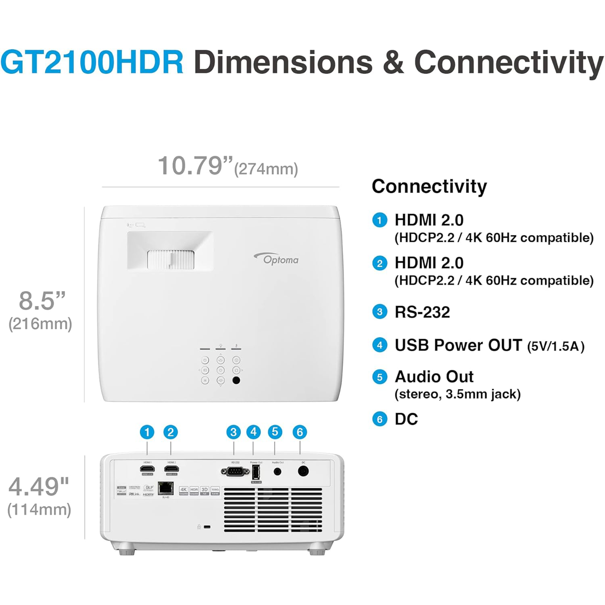 Optoma Technology GT2100HDR 4200-Lumen Full HD Short-Throw DLP Projector