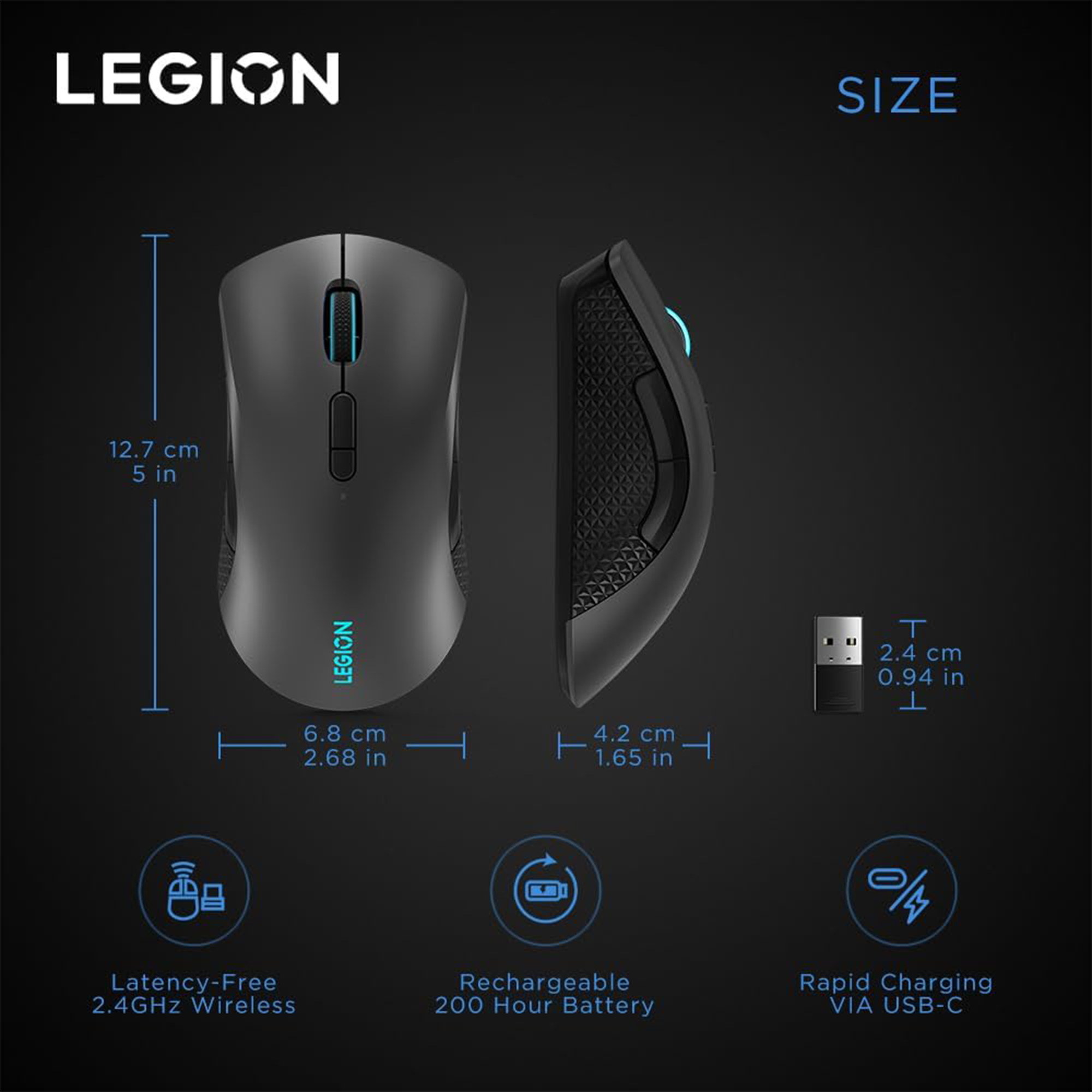 Lenovo Legion M600 Wireless Gaming Mouse (Iron Gray)