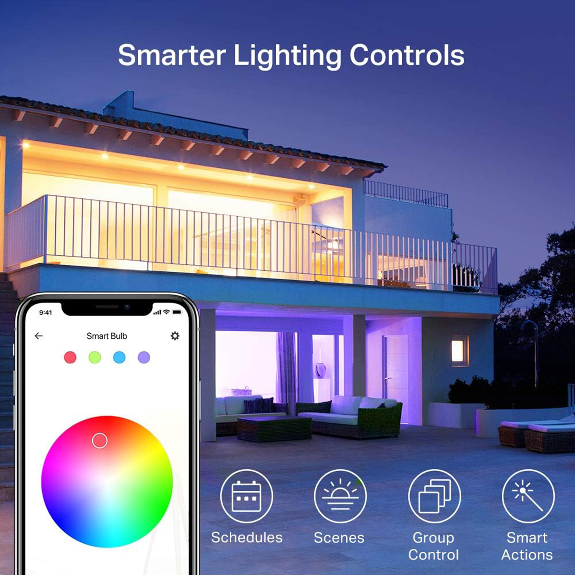 TP-Link KL125 Kasa Smart Wi-Fi Light Bulb (Multicolor, 4-Pack)