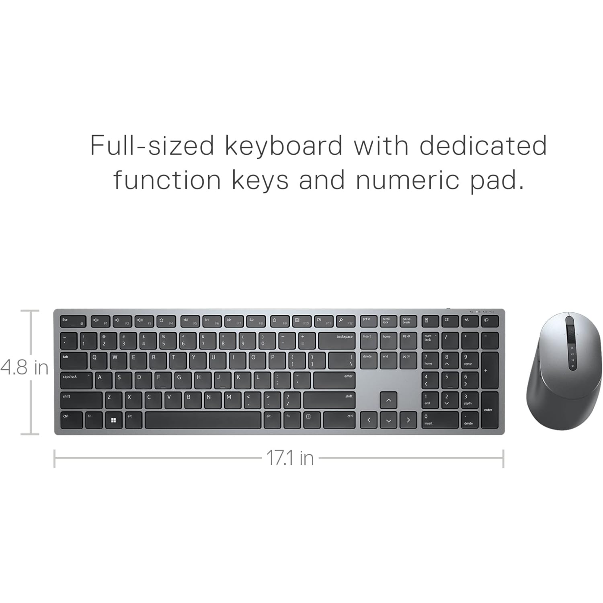Dell Premier Multi-Device Wireless Keyboard and Mouse - KM7321WGY-US (Gray)