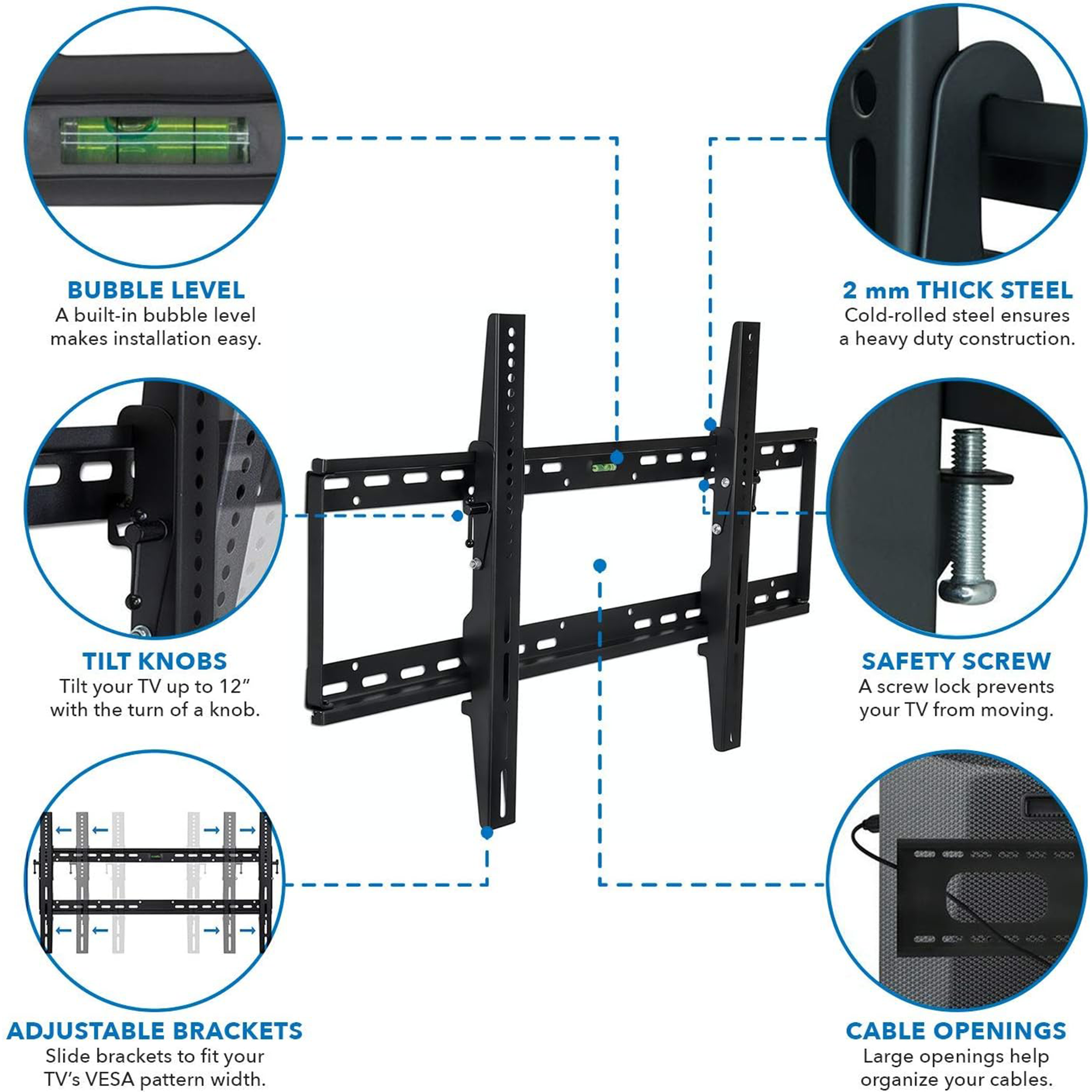 Mount-It! MI-1121L Tilting Wall Mount for 37 to 100" TVs