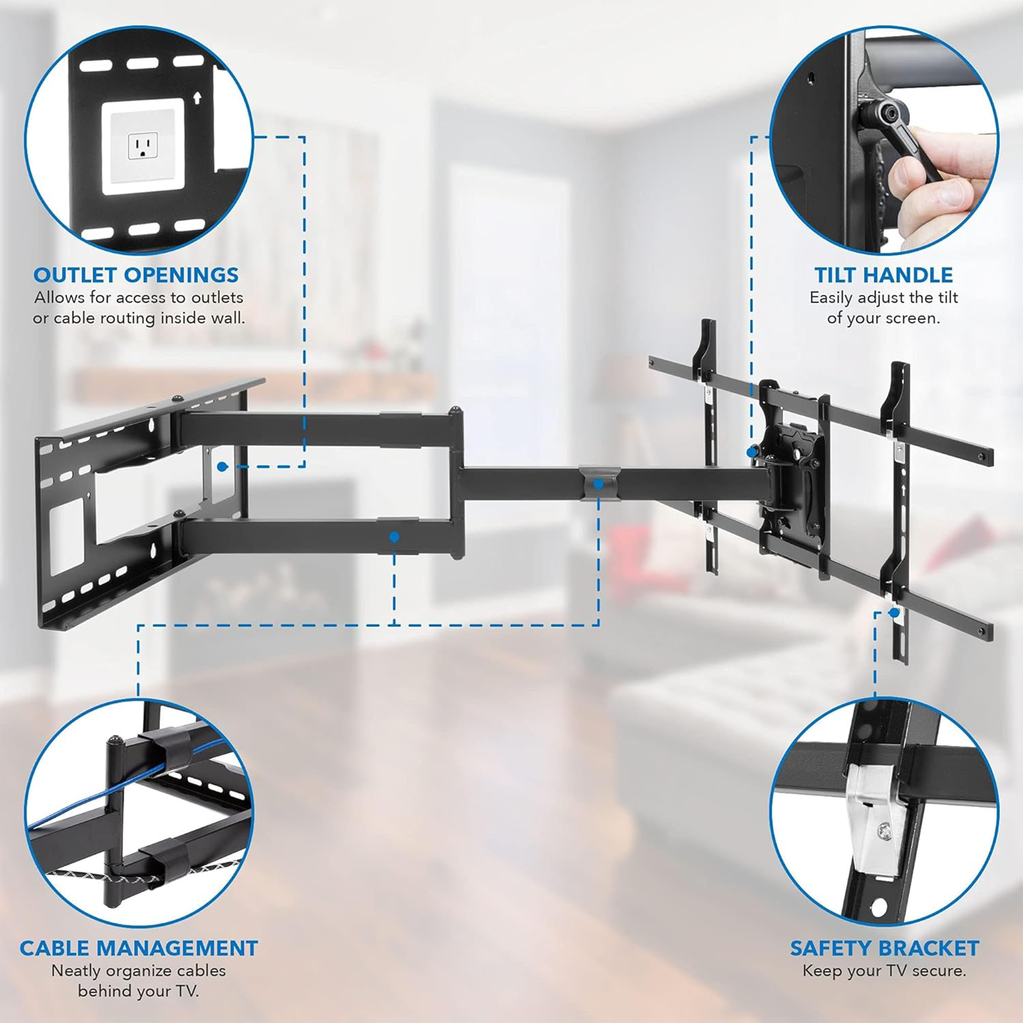 Mount-It! MI-372 Full Motion Wall Mount for 42 to 80" Displays