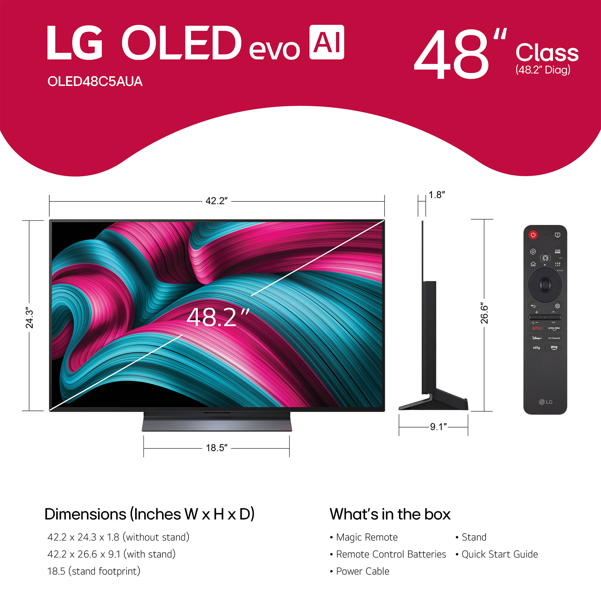 LG OLED evo AI C5 4K 48-Inch Smart TV - OLED48C5PUA