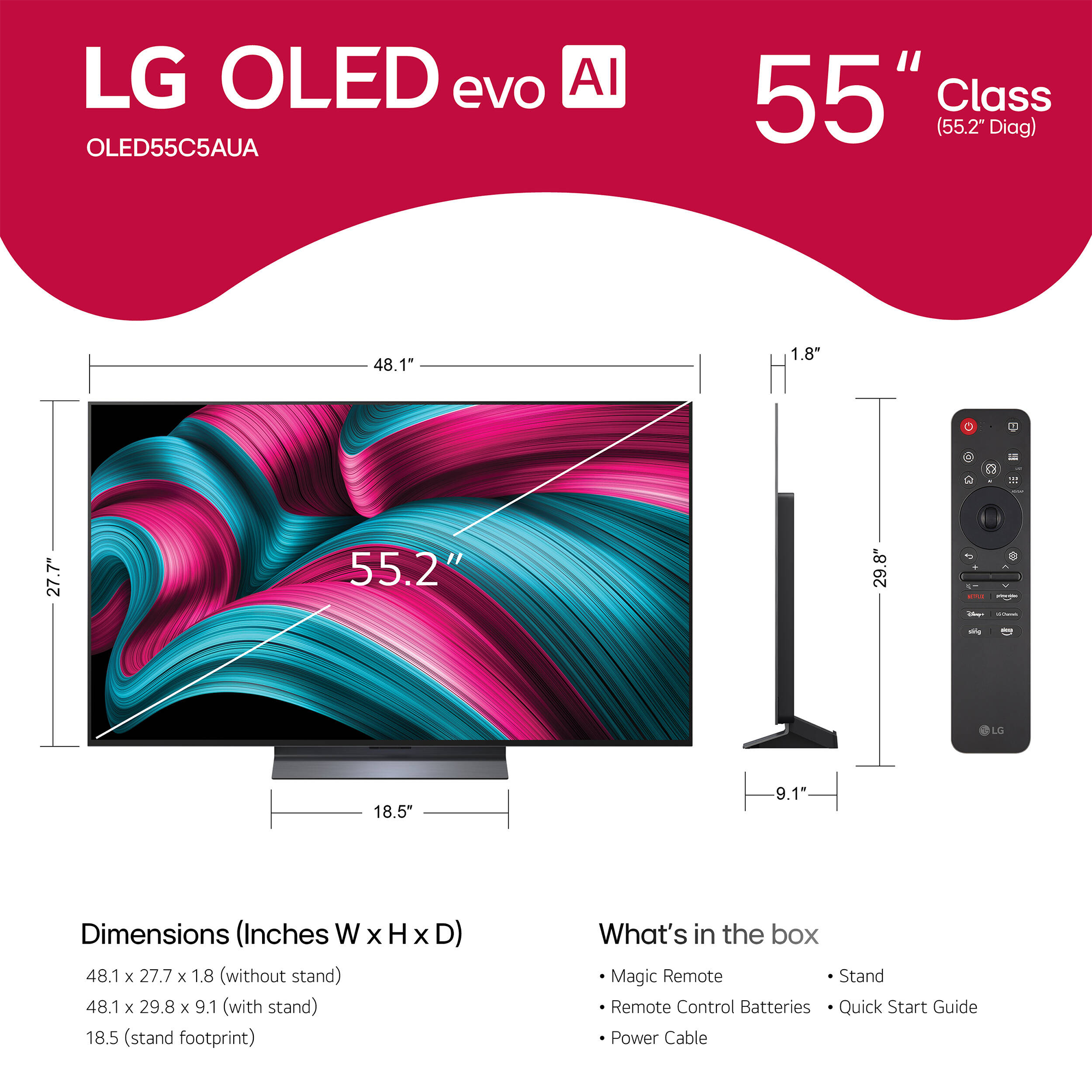 LG OLED evo AI C5 4K 55-Inch Smart TV - OLED55C5PUA