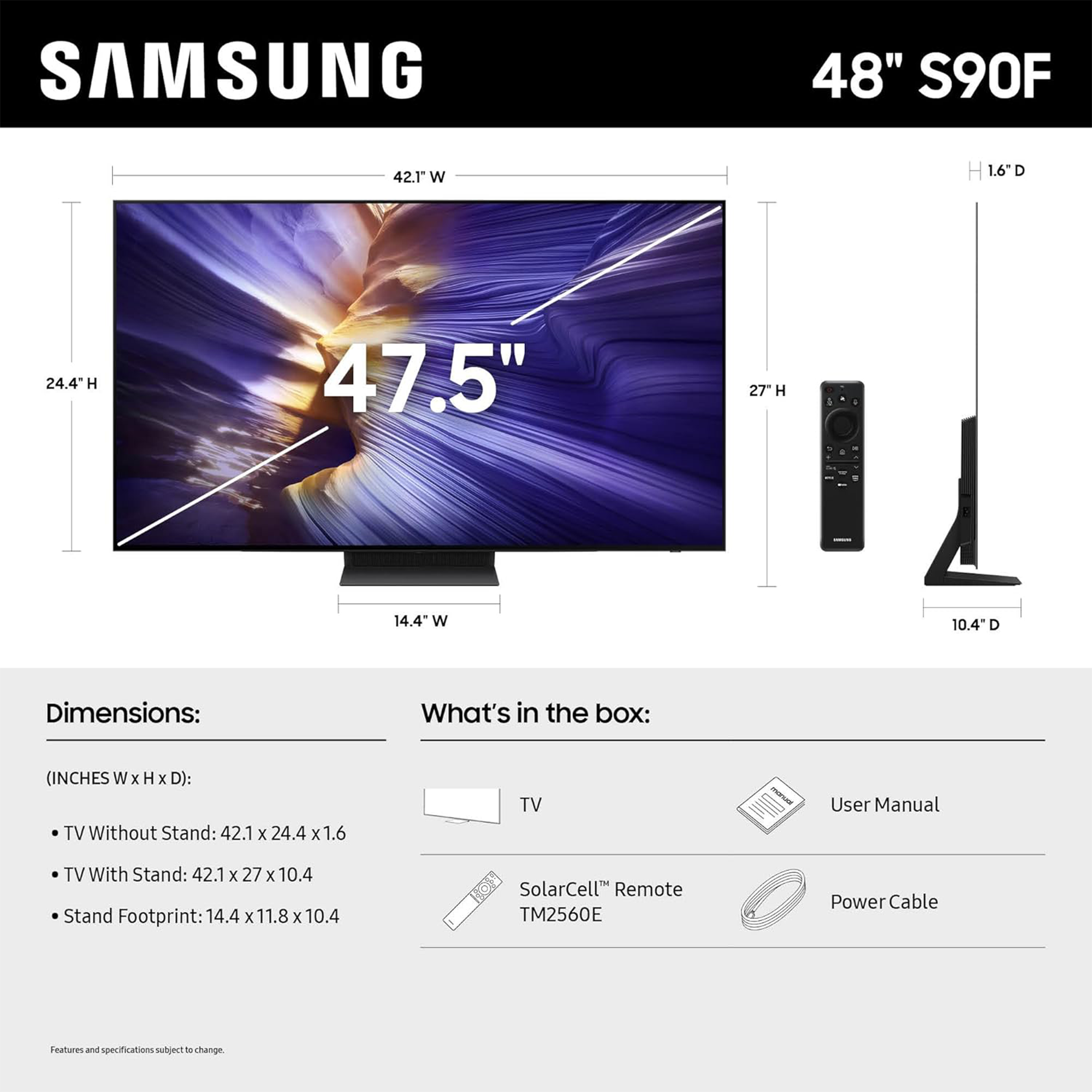 Samsung S90F 48" 4K HDR Vision AI Smart OLED TV - QN48S90FAFXZA