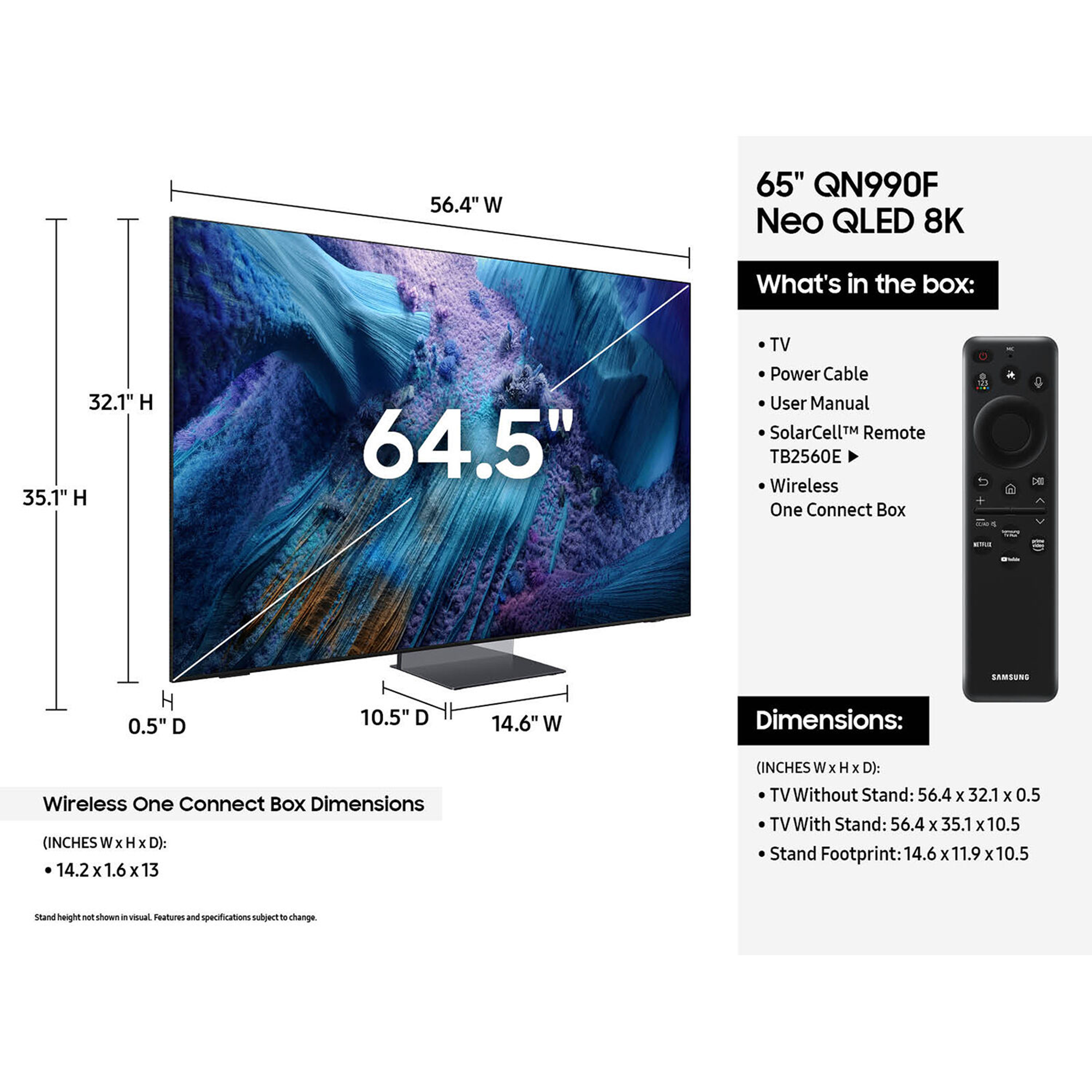 Samsung QN990F 65" 8K HDR Smart Neo QLED Mini-LED TV