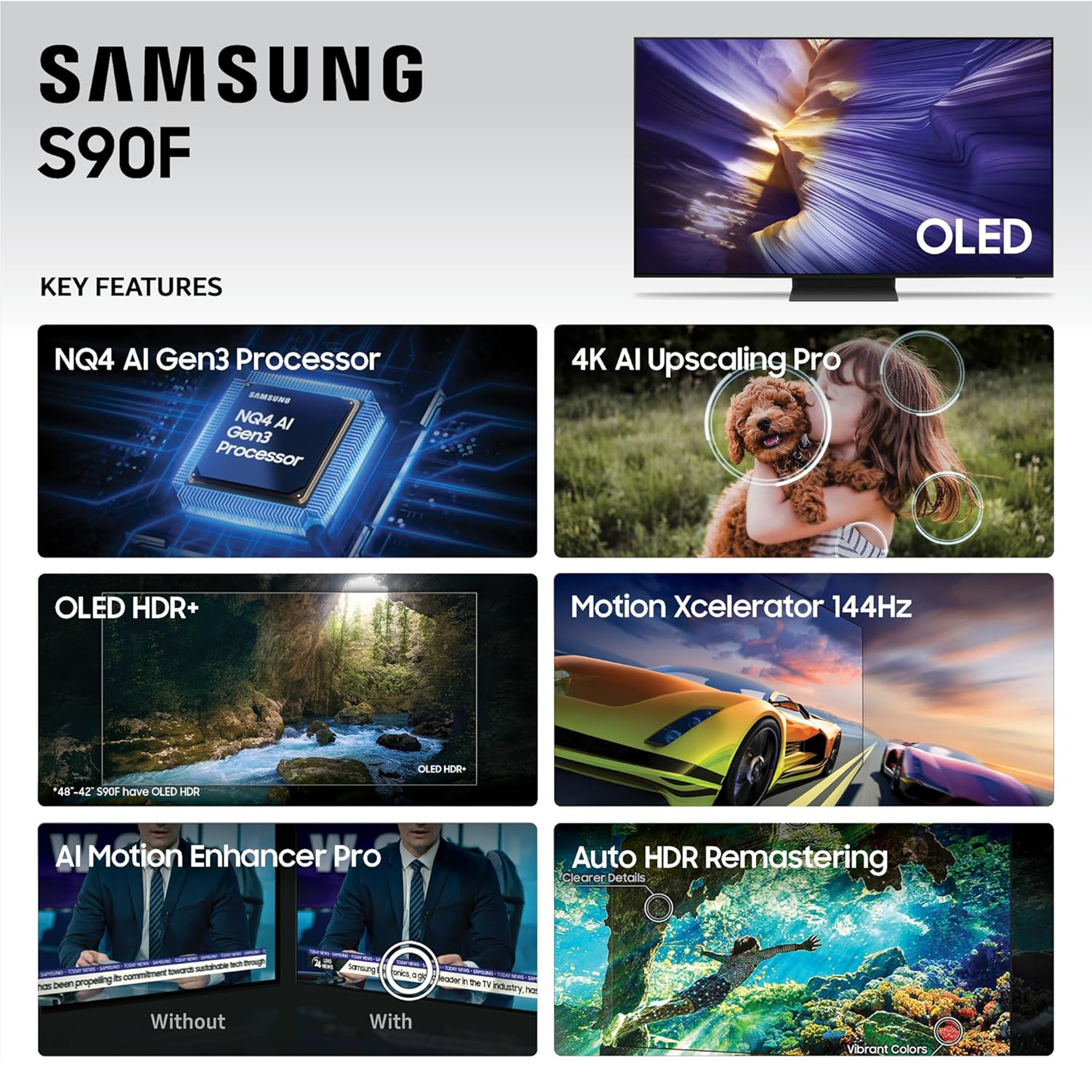 Samsung S90F 65" 4K HDR Vision AI Smart OLED TV - QN65S90FAFXZA