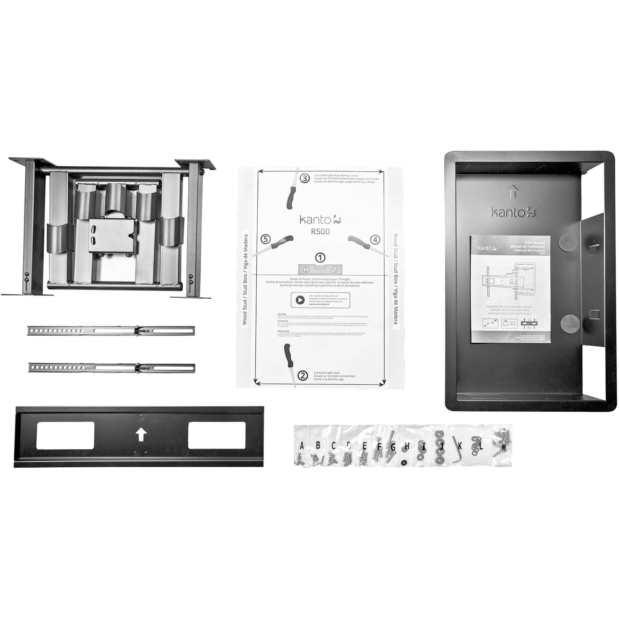 Kanto Living R500 Recessed Articulating Wall Mount for 46 to 80" Displays