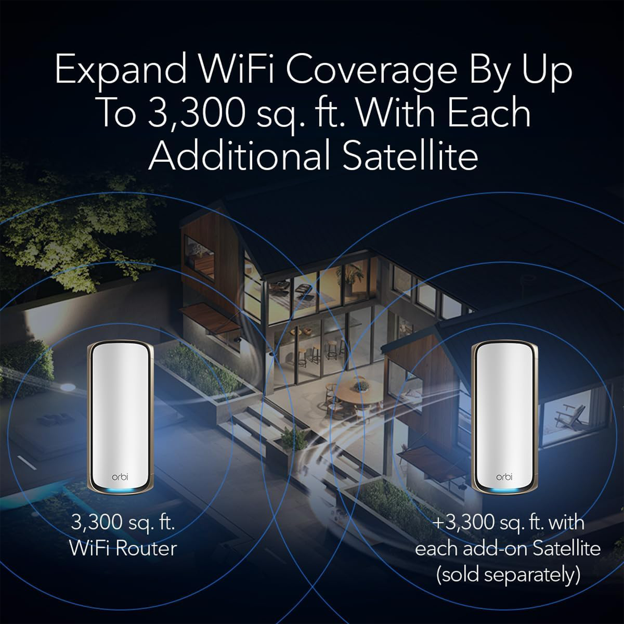 Netgear Orbi 970 BE27000 Wireless Quad-Band Mesh Wi-Fi Satellite (White)