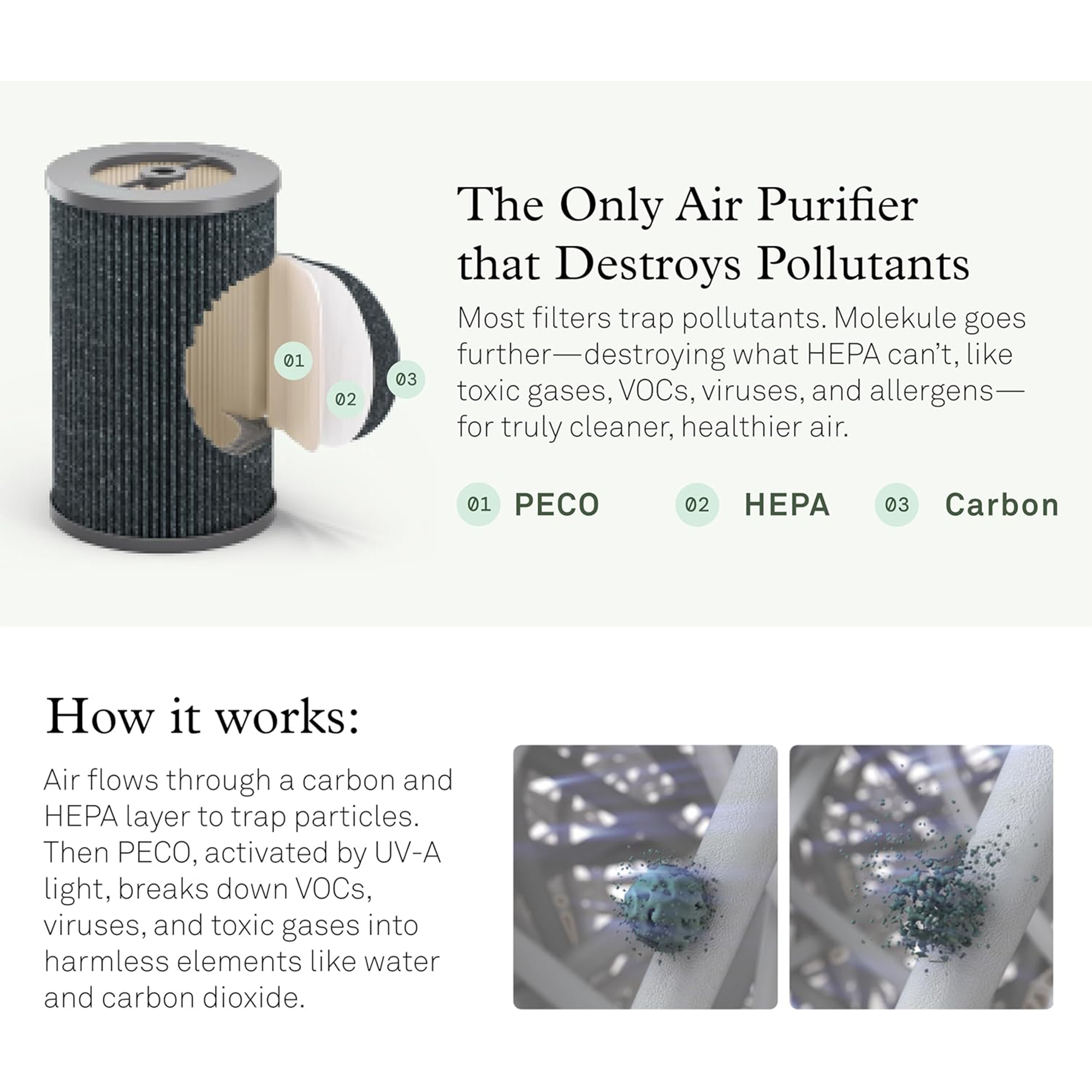 Molekule Air Pro with PECO-HEPA Tri-Power Filter