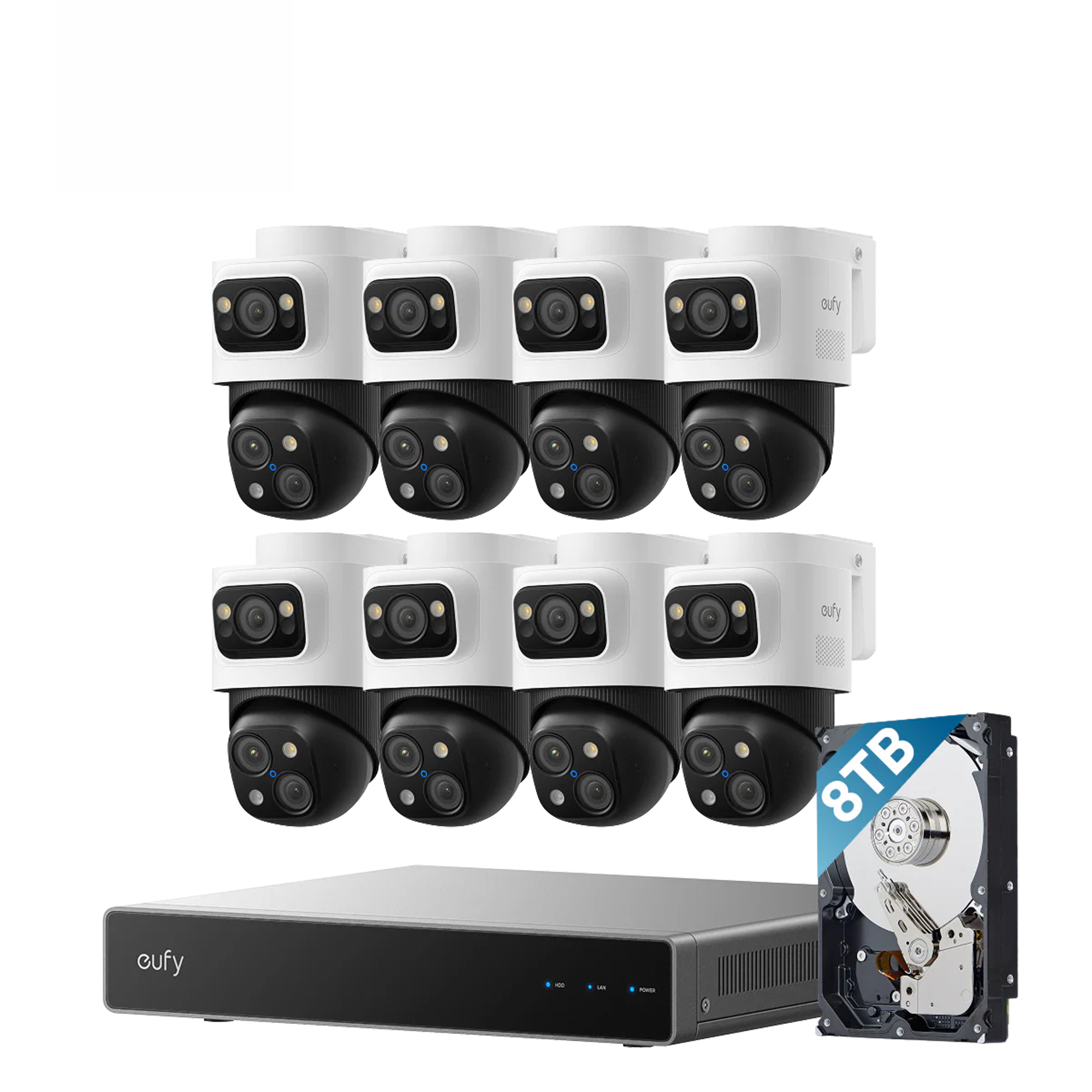 eufy PoE NVR Security System S4 Max 8-Camera Kit with 8TB HDD - Wired | 24/7 Recording | Triple Lens Bullet-PTZ Cam | 360° PTZ | Up to 16CH | Cross-Cam Tracking | 8× Auto Zoom, Smart Video Search