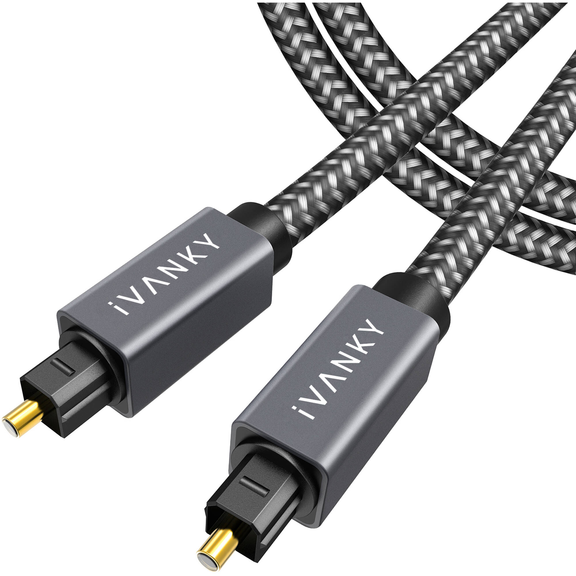 iVANKY Braided 15' Optical TOSLINK Audio Cable (Gray/Black)