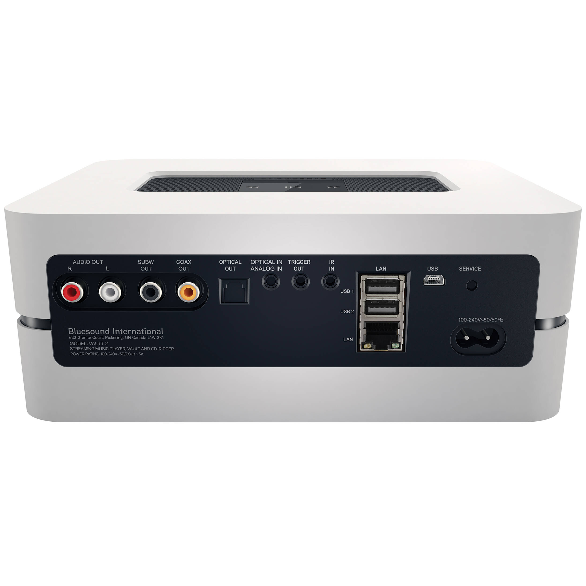 Bluesound VAULT 2i Network Audio Player with 2TB HDD and CD Ripper (White)