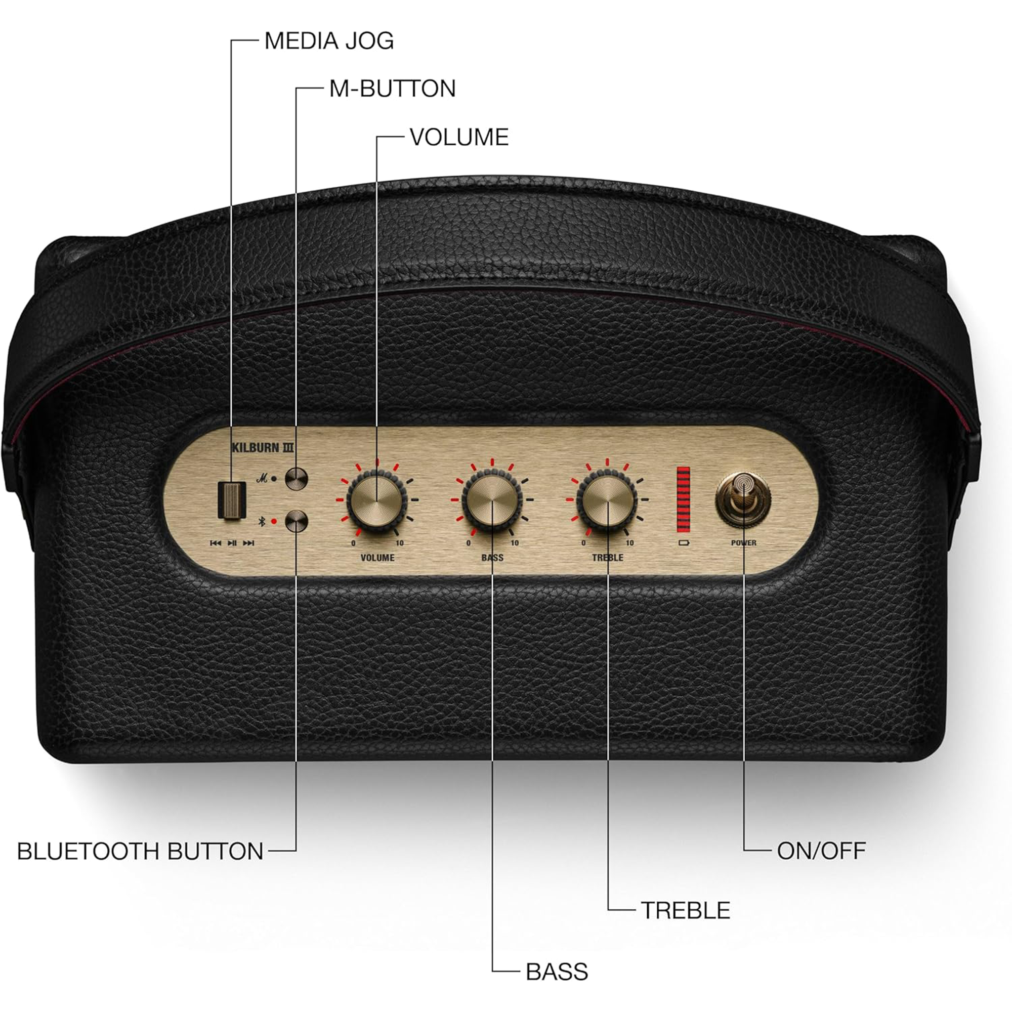 Marshall Kilburn III Portable Bluetooth Speaker (Black & Brass)