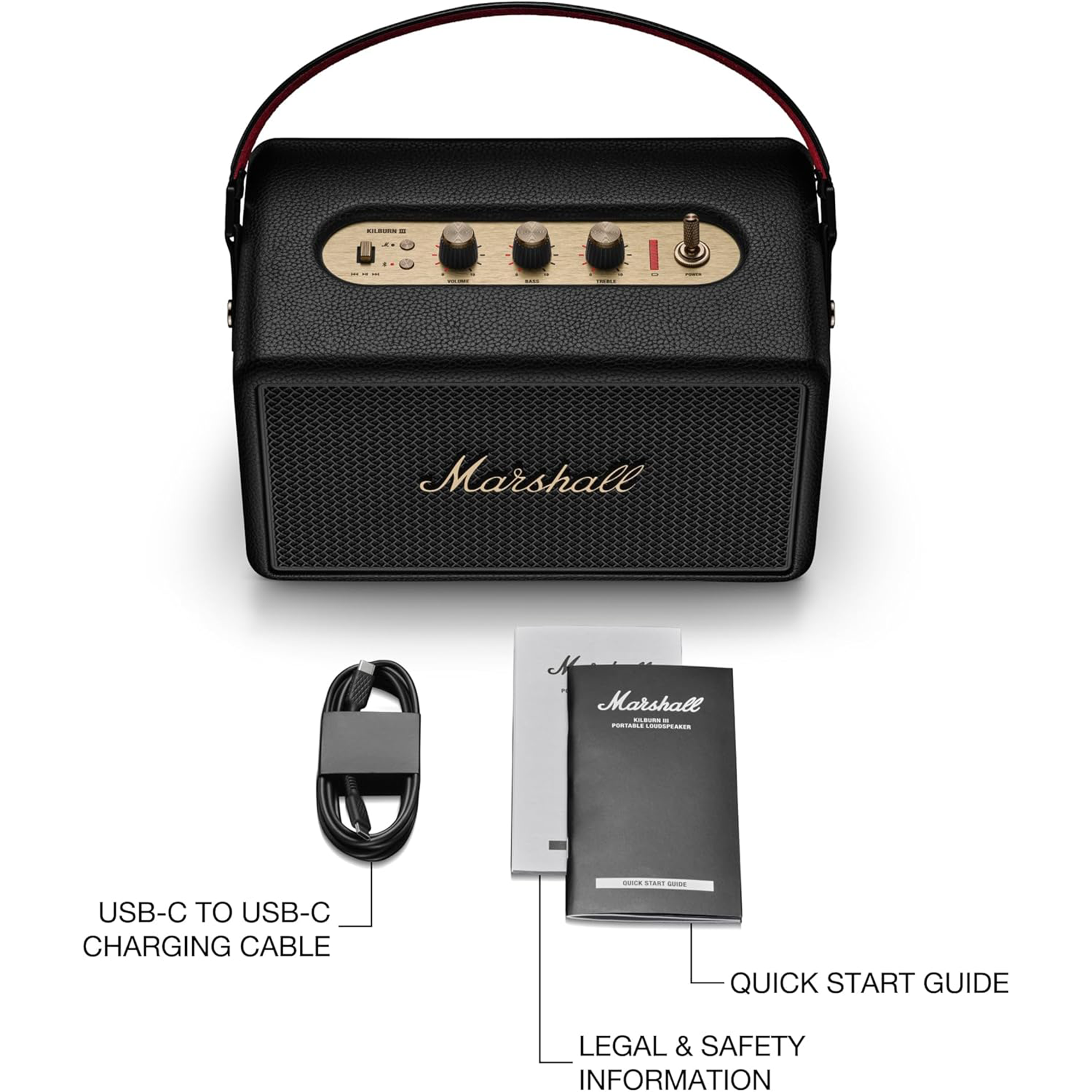 Marshall Kilburn III Portable Bluetooth Speaker (Black & Brass)