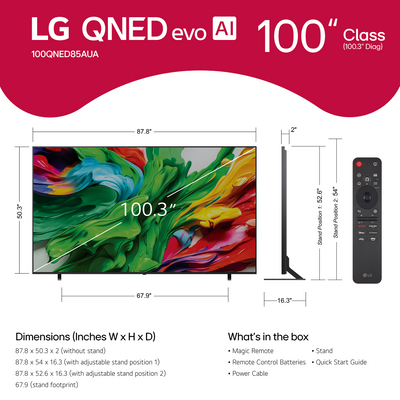 LG QNED evo AI QNED85A 100" 4K HDR Smart Mini-LED TV - 100QNED85AU