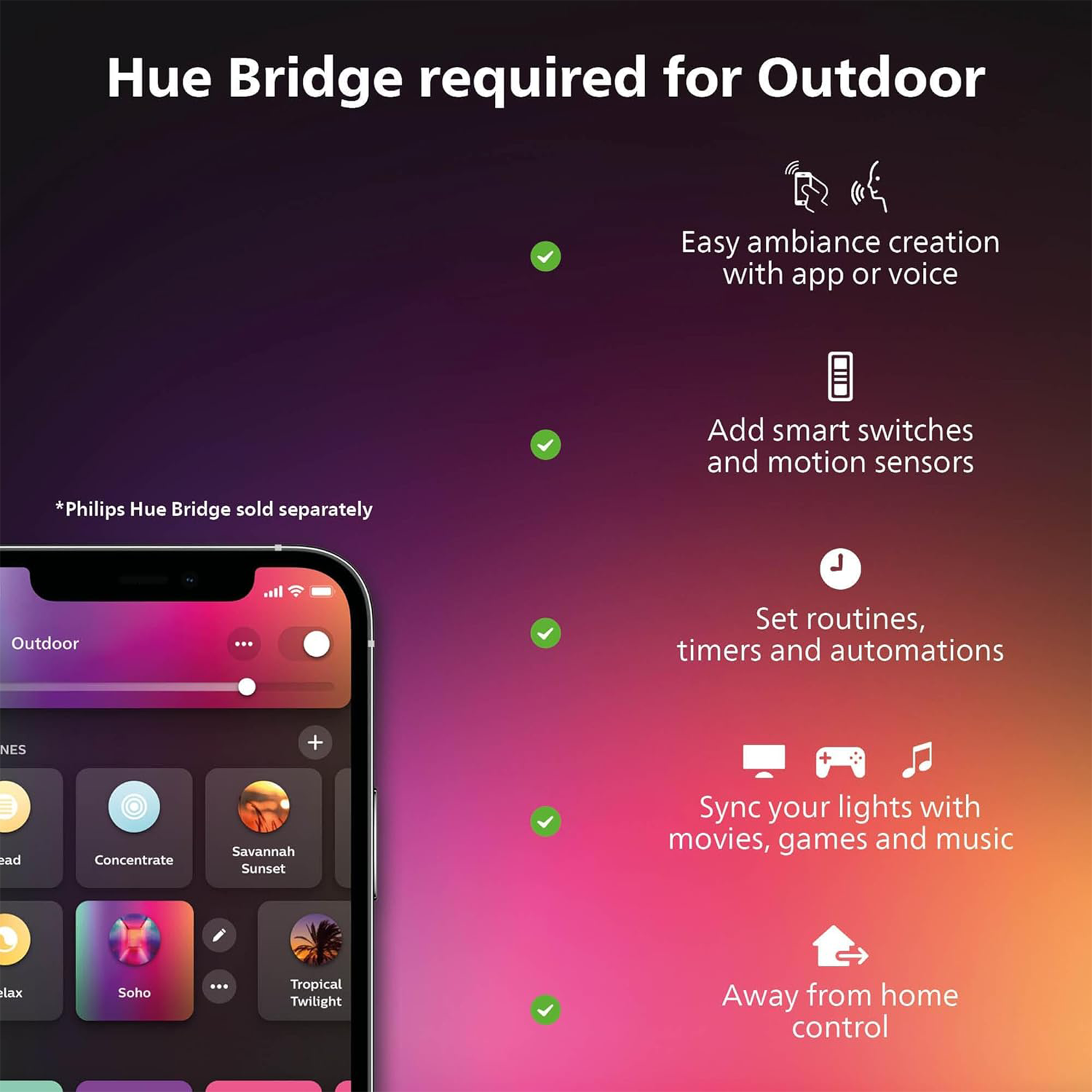 Philips Hue Appear Outdoor Smart Wall Light – Black (White and Color Ambiance)