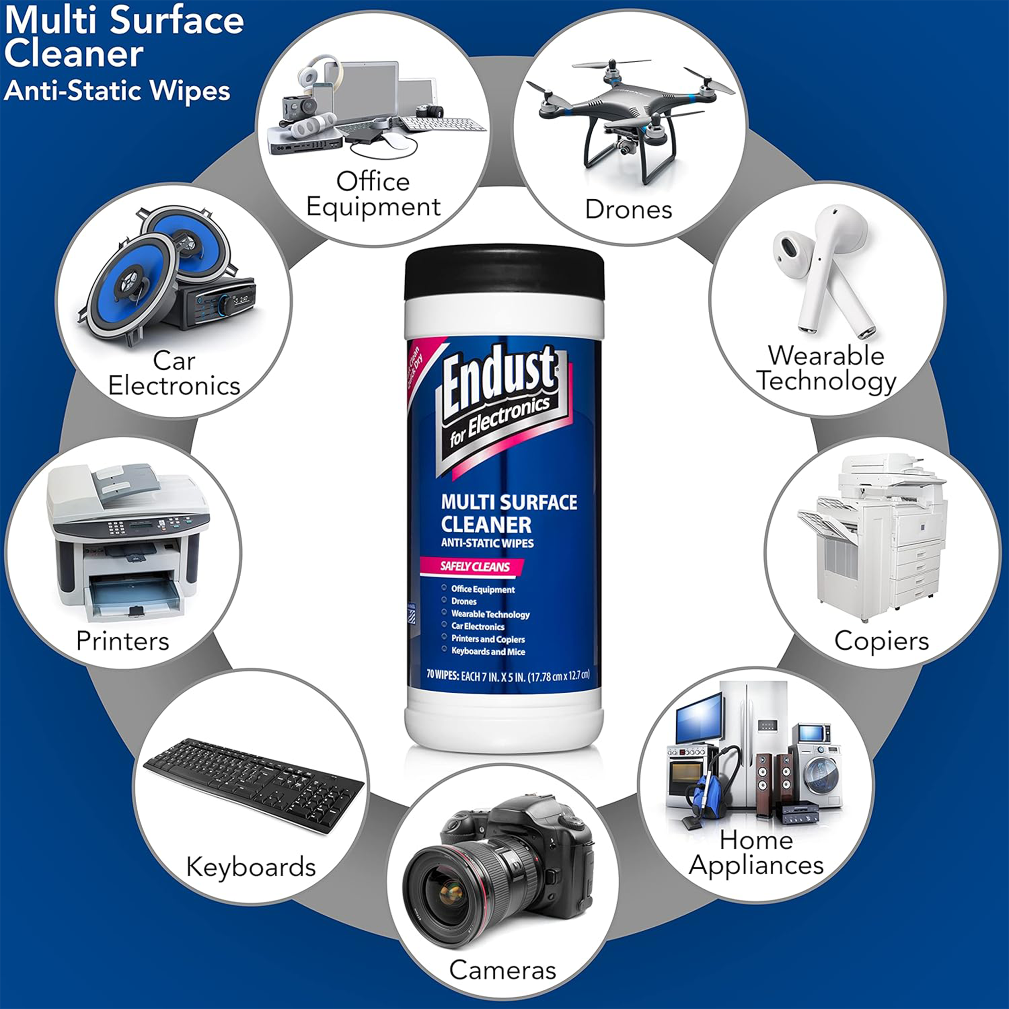 Endust for Electronics Multi Surface Cleaner Anti Static Wipes (70 Count)