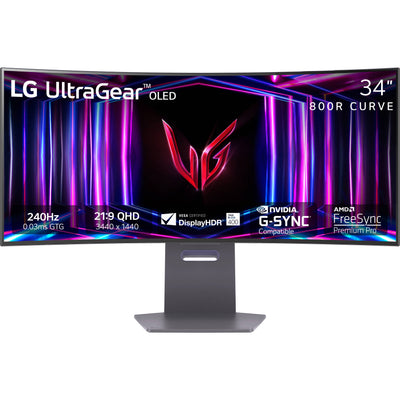LG 34" UltraGear 1440p 240 Hz OLED Curved Gaming Monitor - 34GS95QE-B