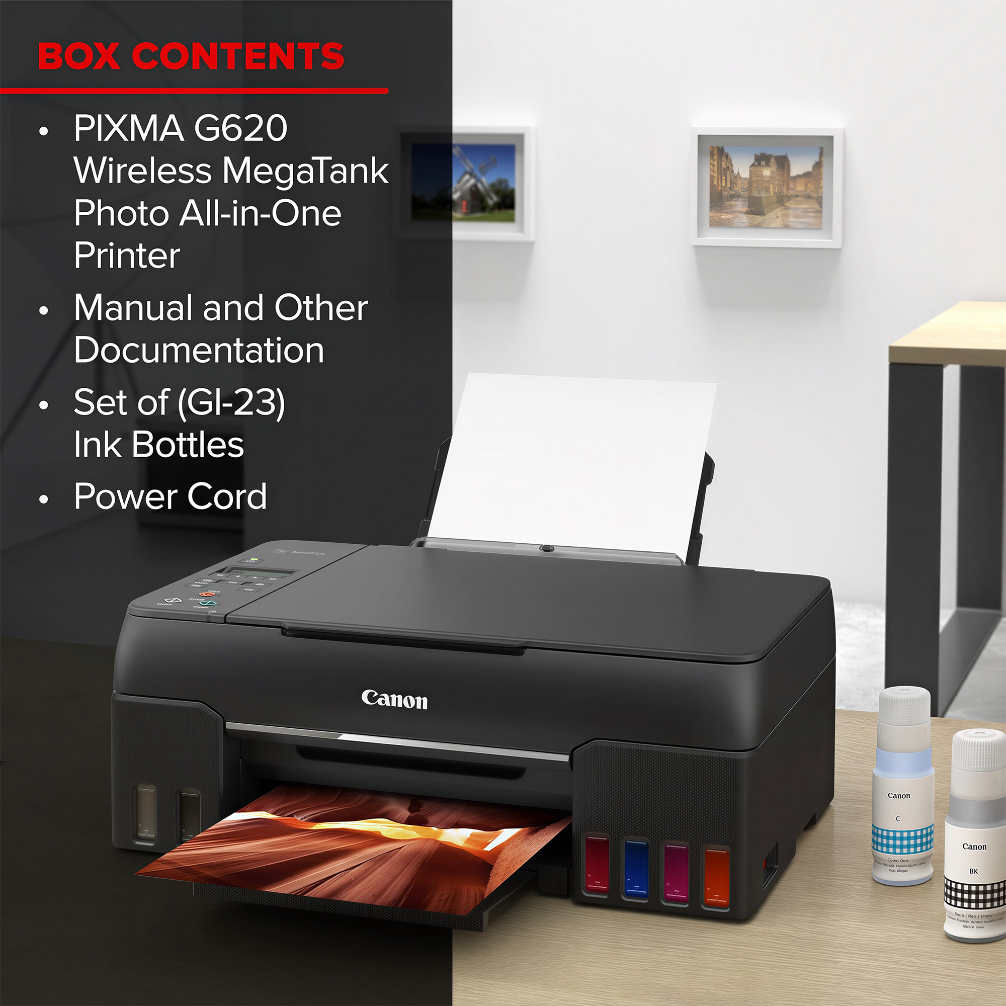 Canon PIXMA Megatank G620 Wireless All-In-One Supertank Inkjet Printer - Black