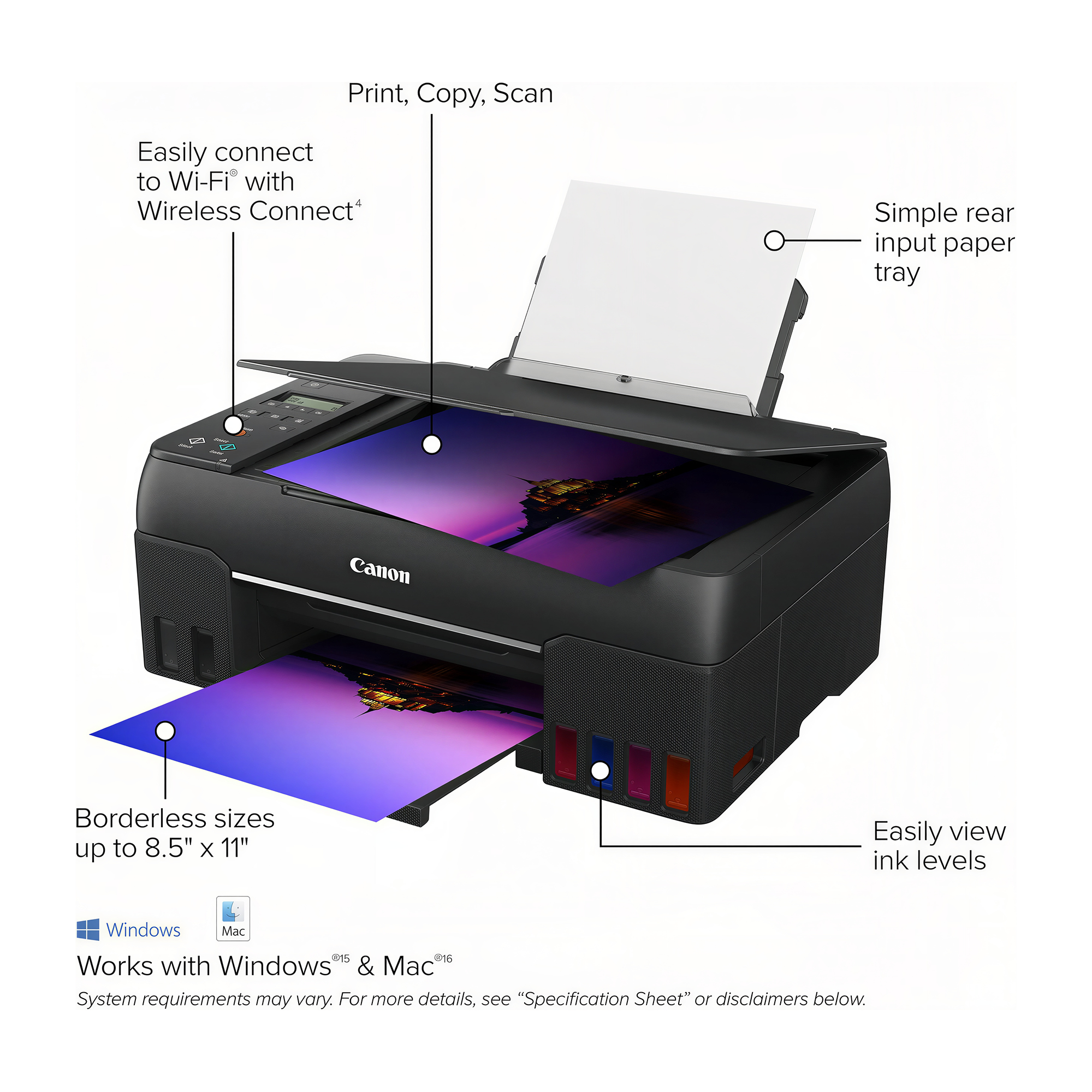 Canon PIXMA Megatank G620 Wireless All-In-One Supertank Inkjet Printer - Black