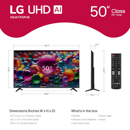 LG 50" UA77 Series 4K UHD AI Smart TV (2025)