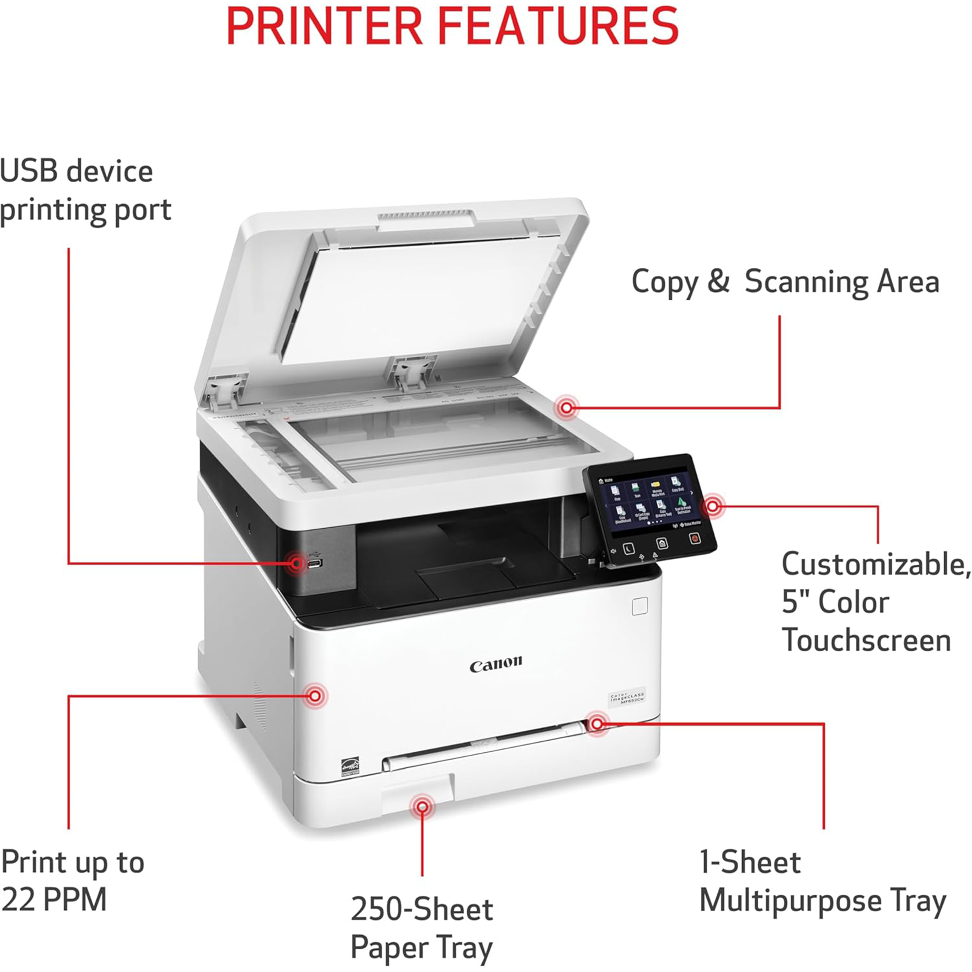 Canon imageCLASS MF652cw Multifunction Wireless Color Laser Printer