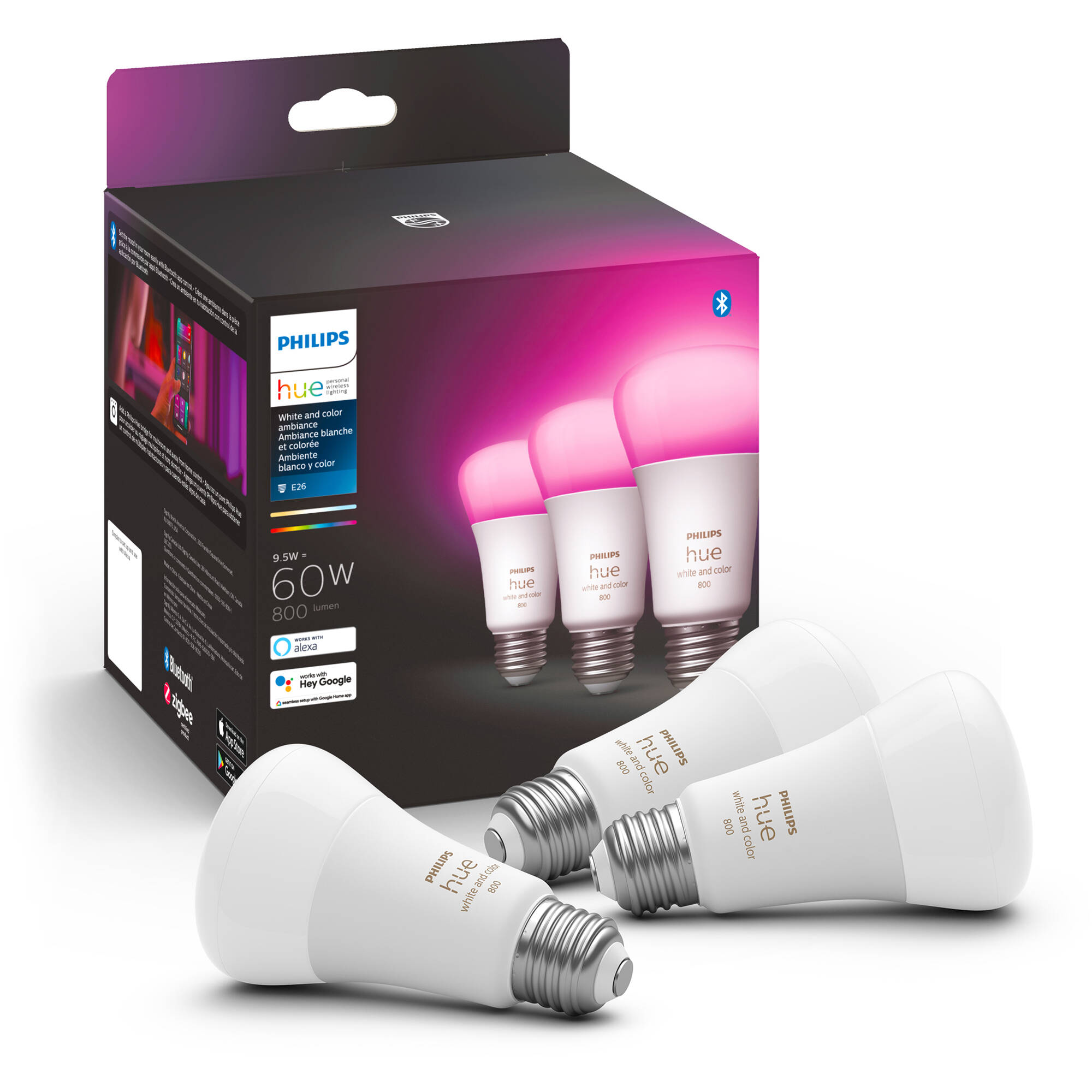 Philips Hue A19 LED Smart Light Bulb - 3 Pack