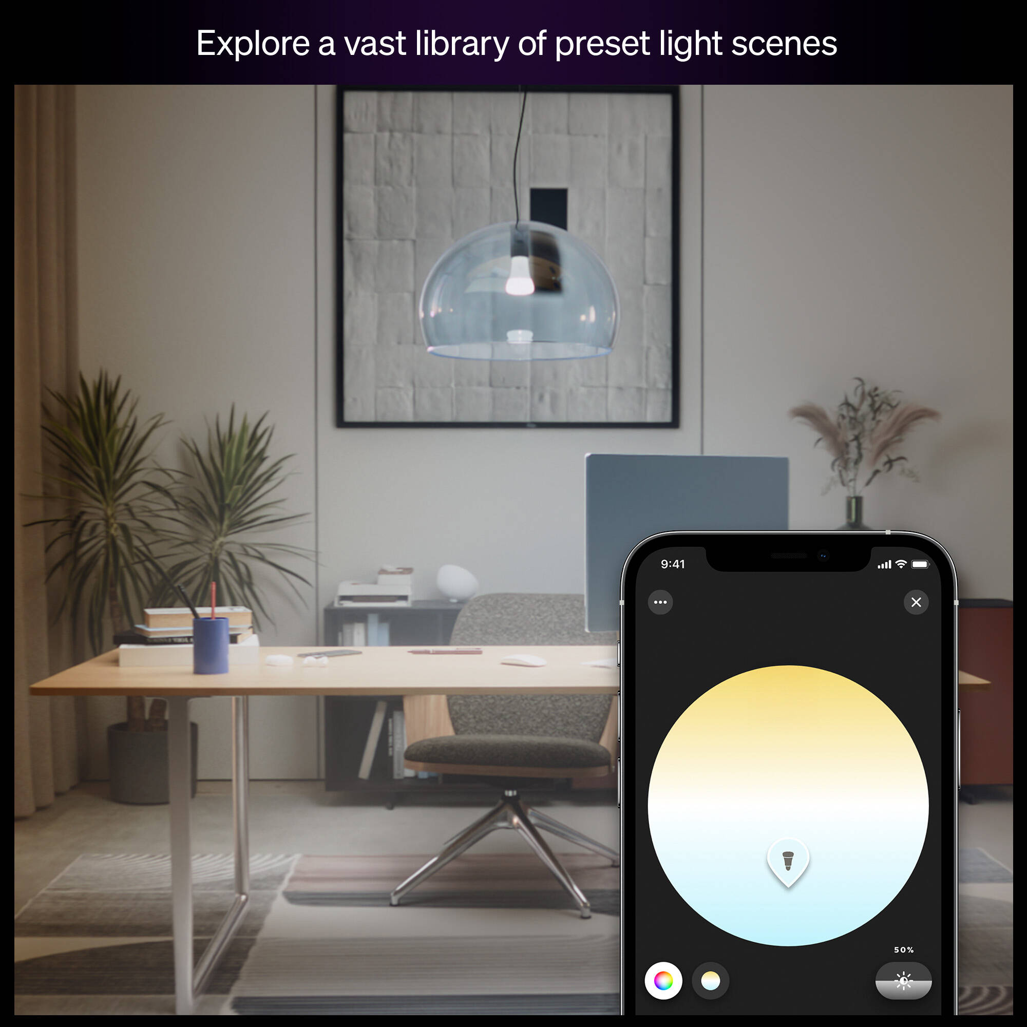 Philips Hue Smart LED A19 Bulb with Matter and Bluetooth In White Ambiance (2-Pack) - 591131